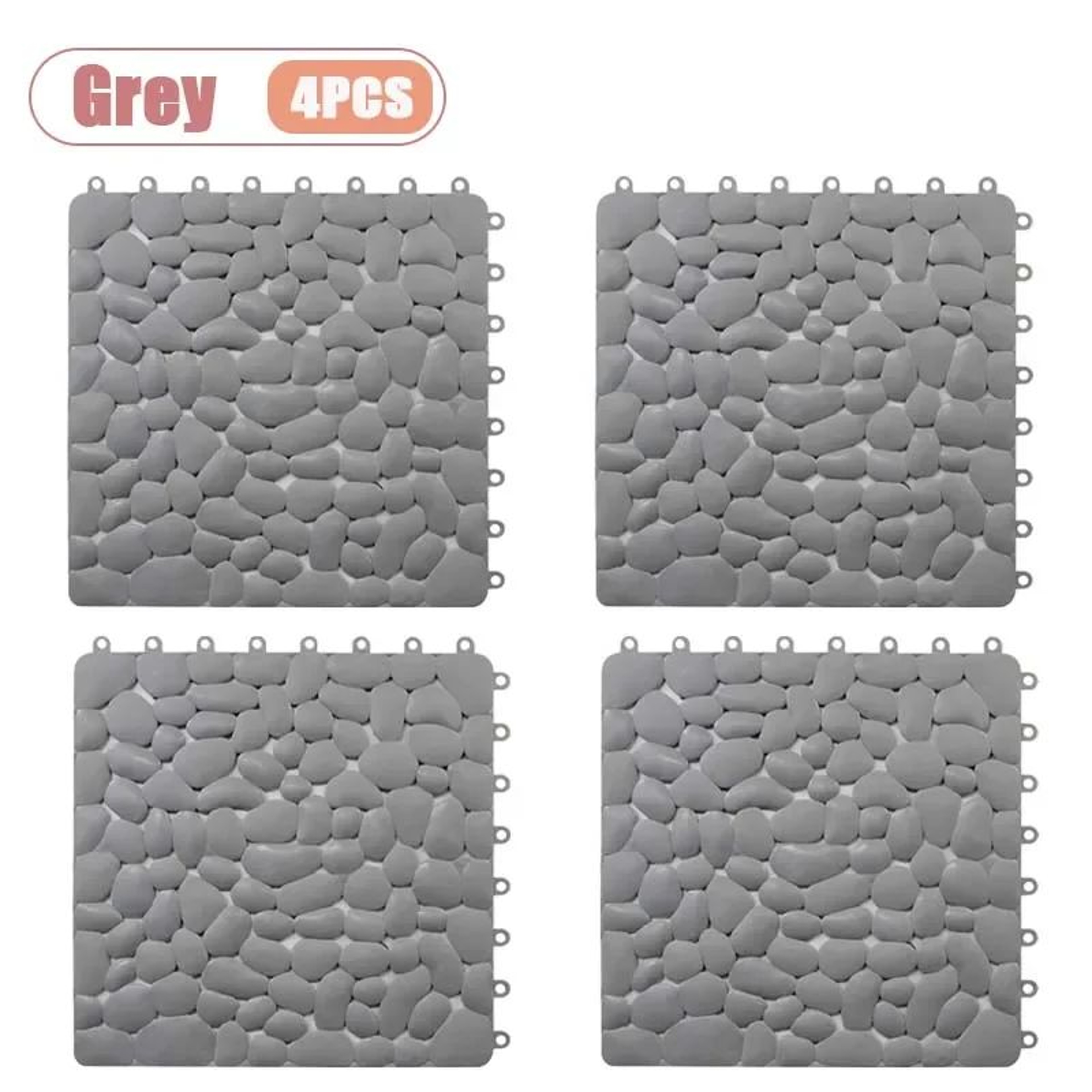 Interlocking Pebble NonSlip Shower Mat 118 Inch Waterproof Bathroom Floor Tiles 7