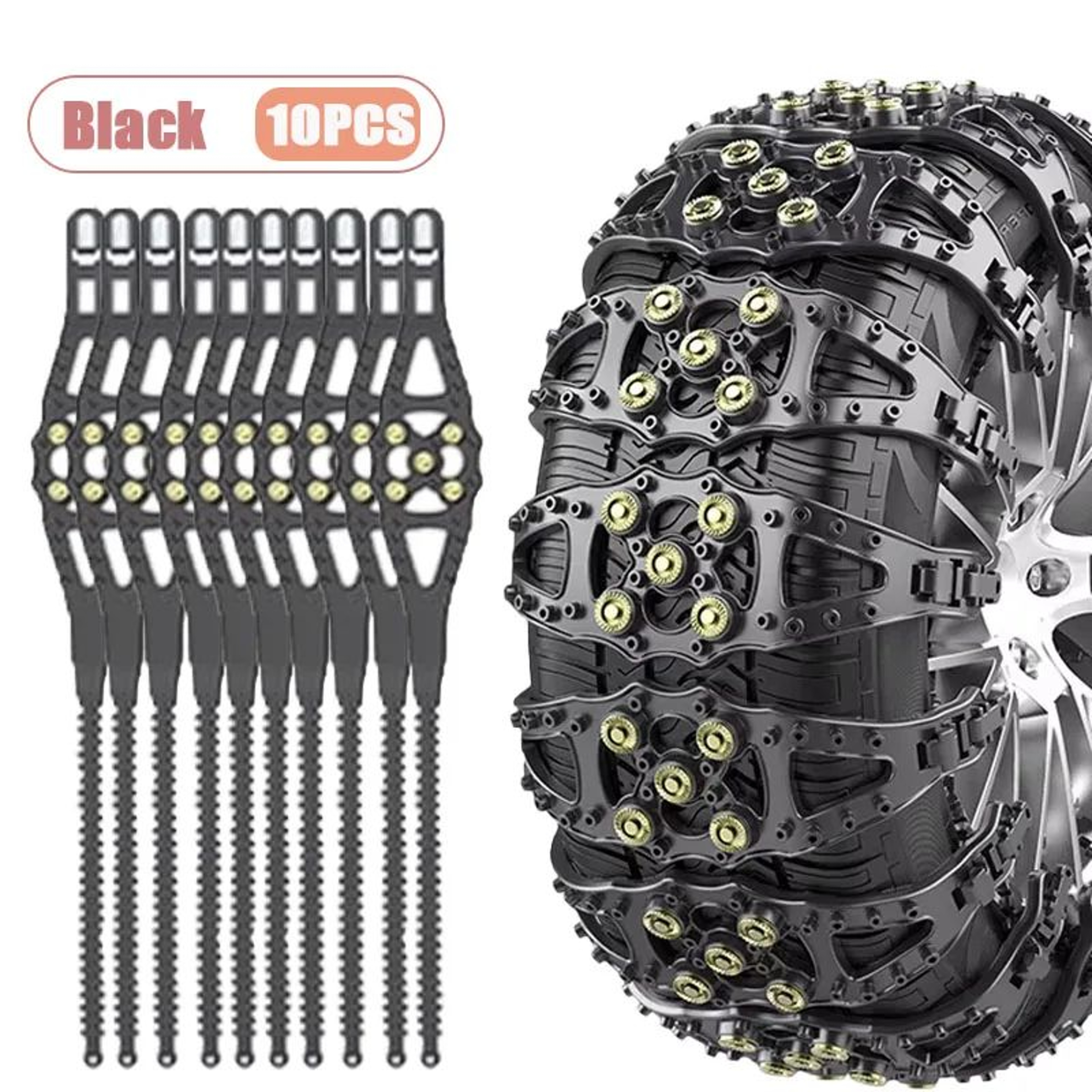 Universal Emergency Tire Snow Chains For Cars SUVs And Pickup Trucks 10