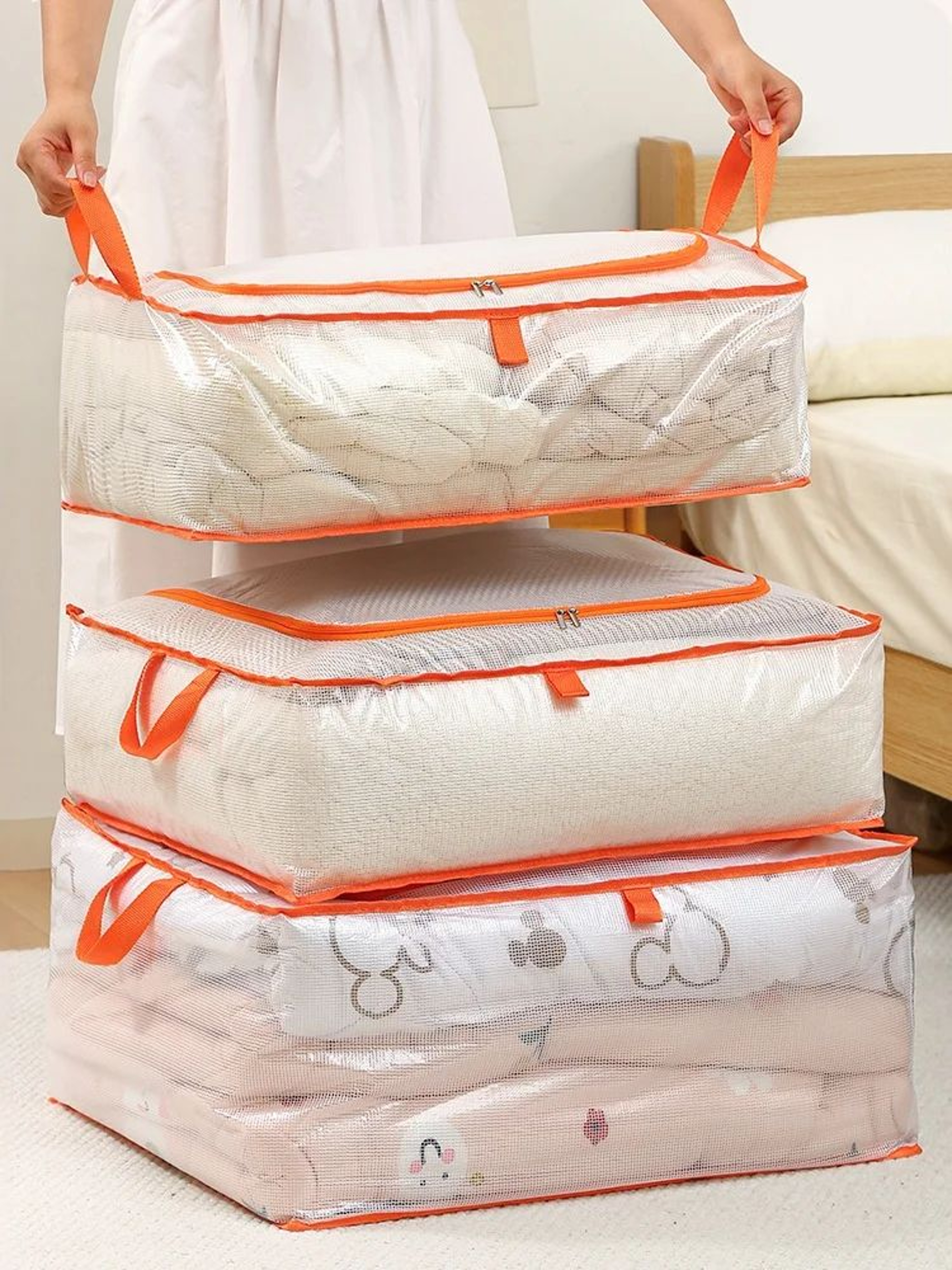 Large Capacity Zipper Underbed Storage Bag For Clothes And Bedding 1