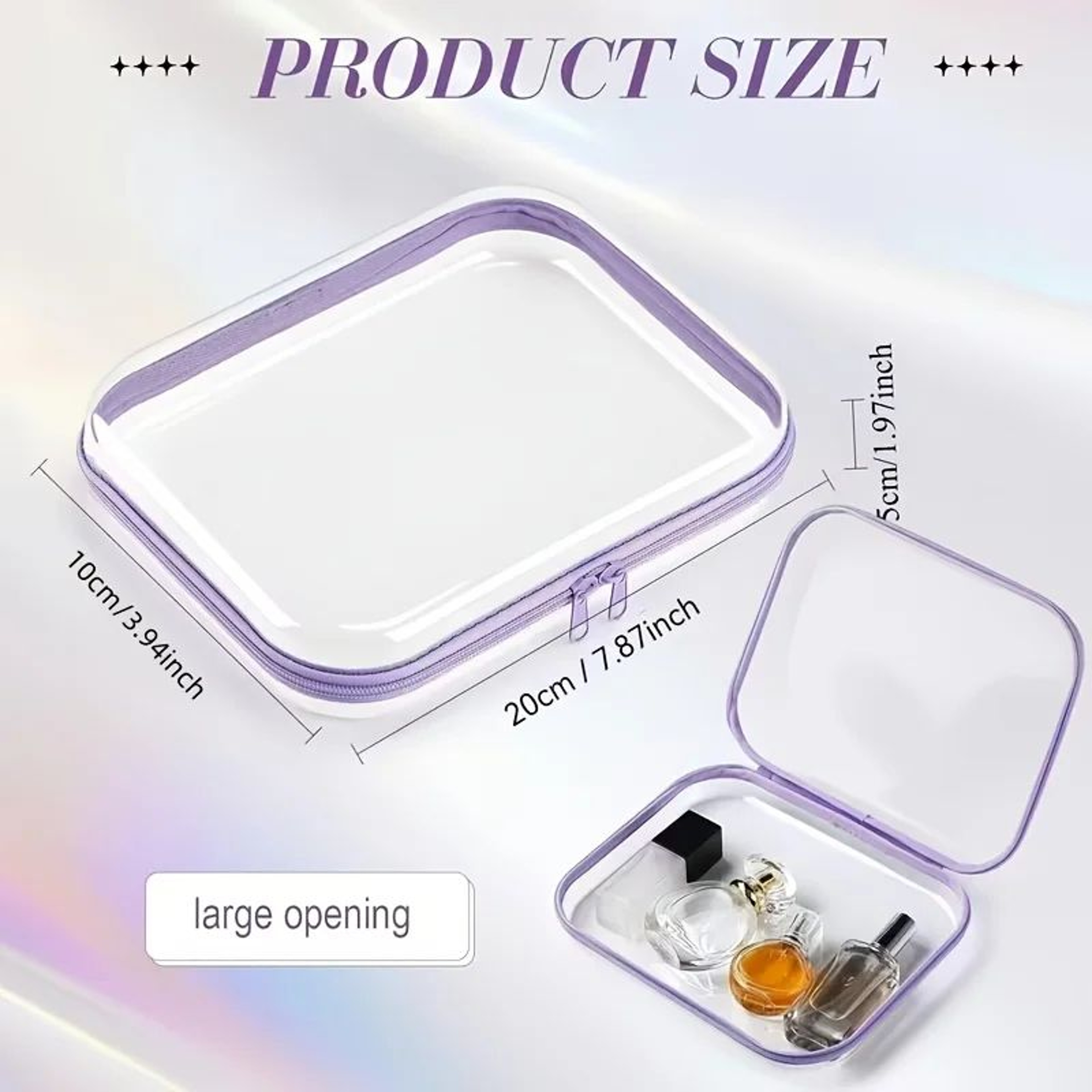 Clear Hard Shell Zipper Case Waterproof Travel Toiletry And Makeup Organizer 5