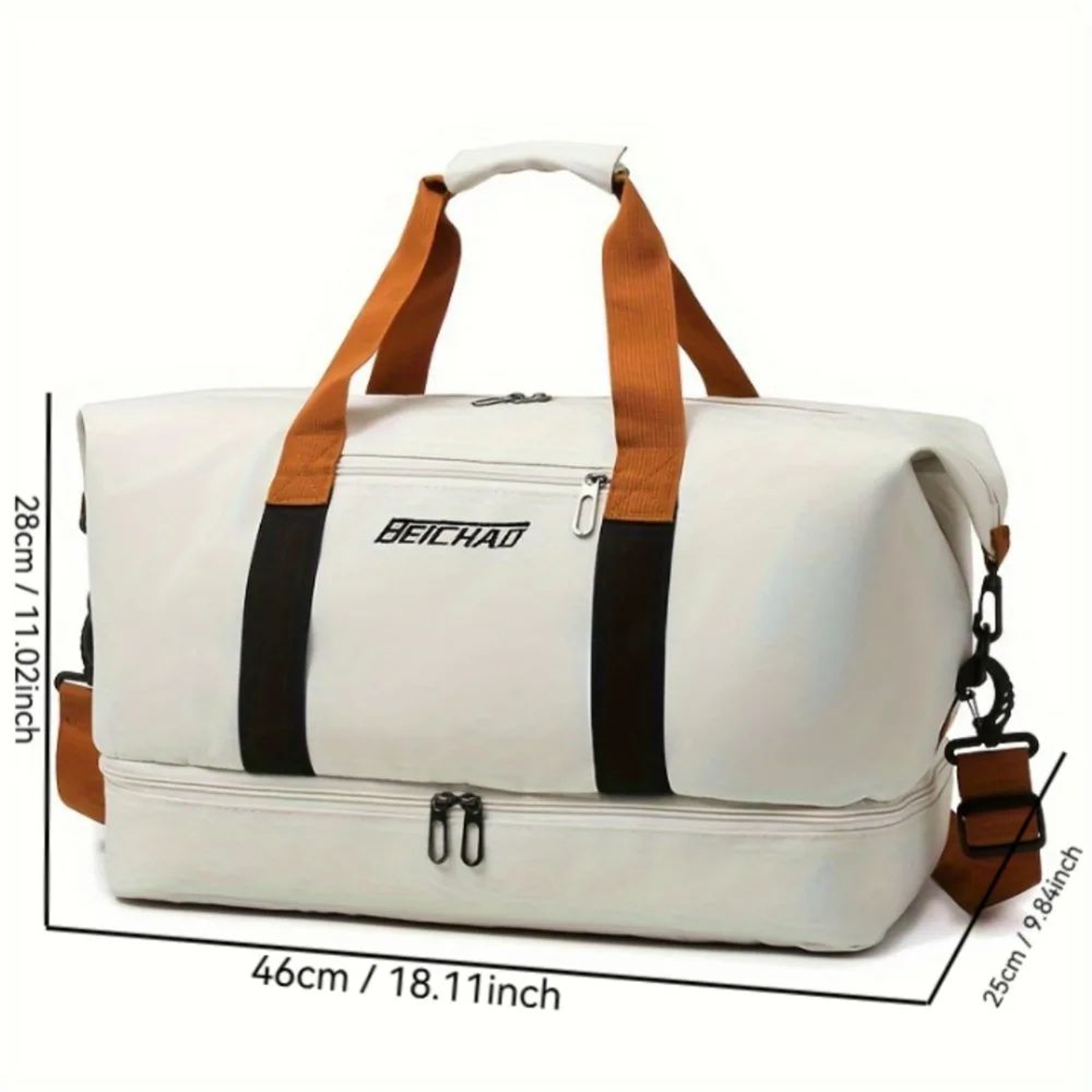 Large Capacity Gym Duffel Bag With Shoe Compartment And Luggage Sleeve 5