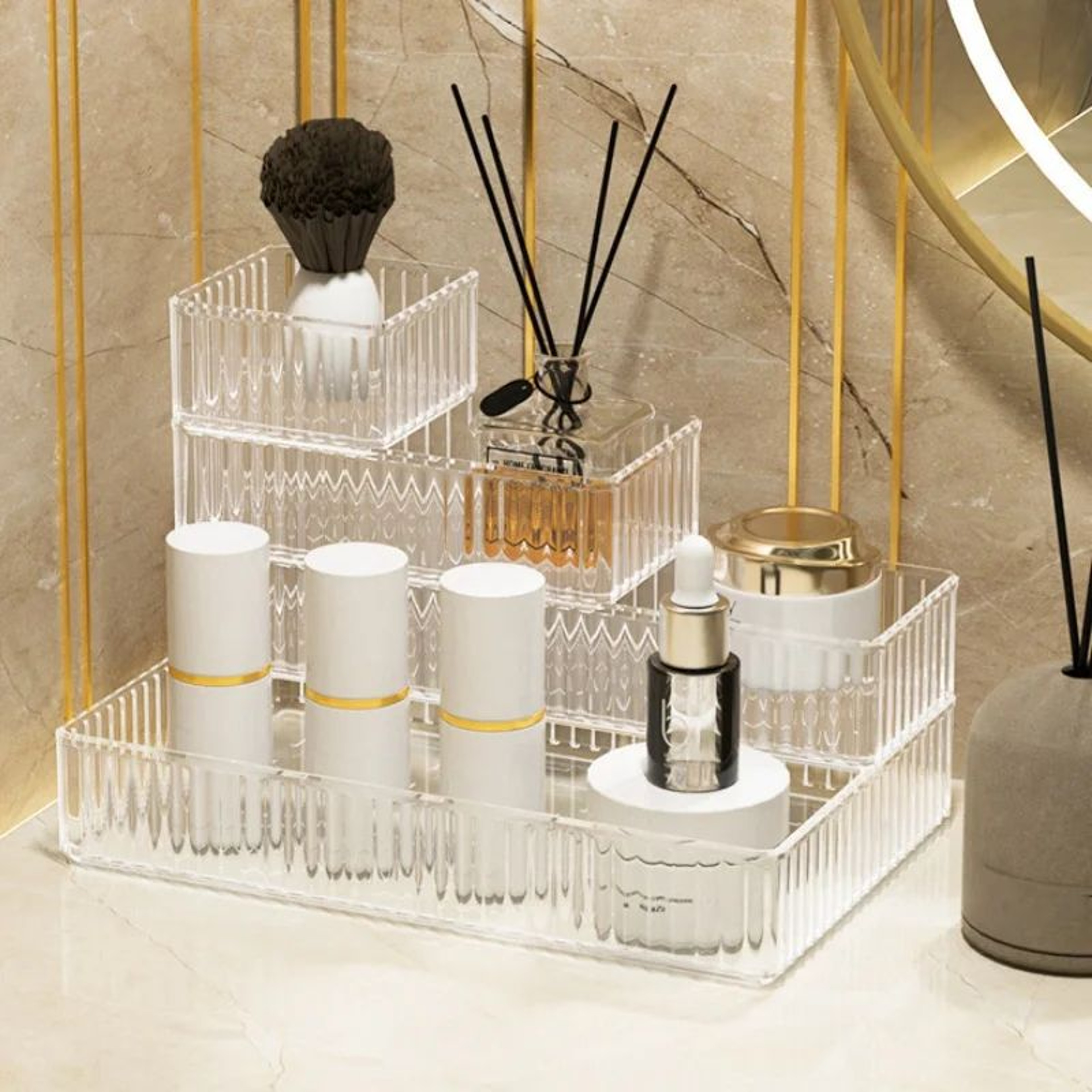Clear Stackable Drawer Organizer Trays For Makeup Vanity And Home Storage 4
