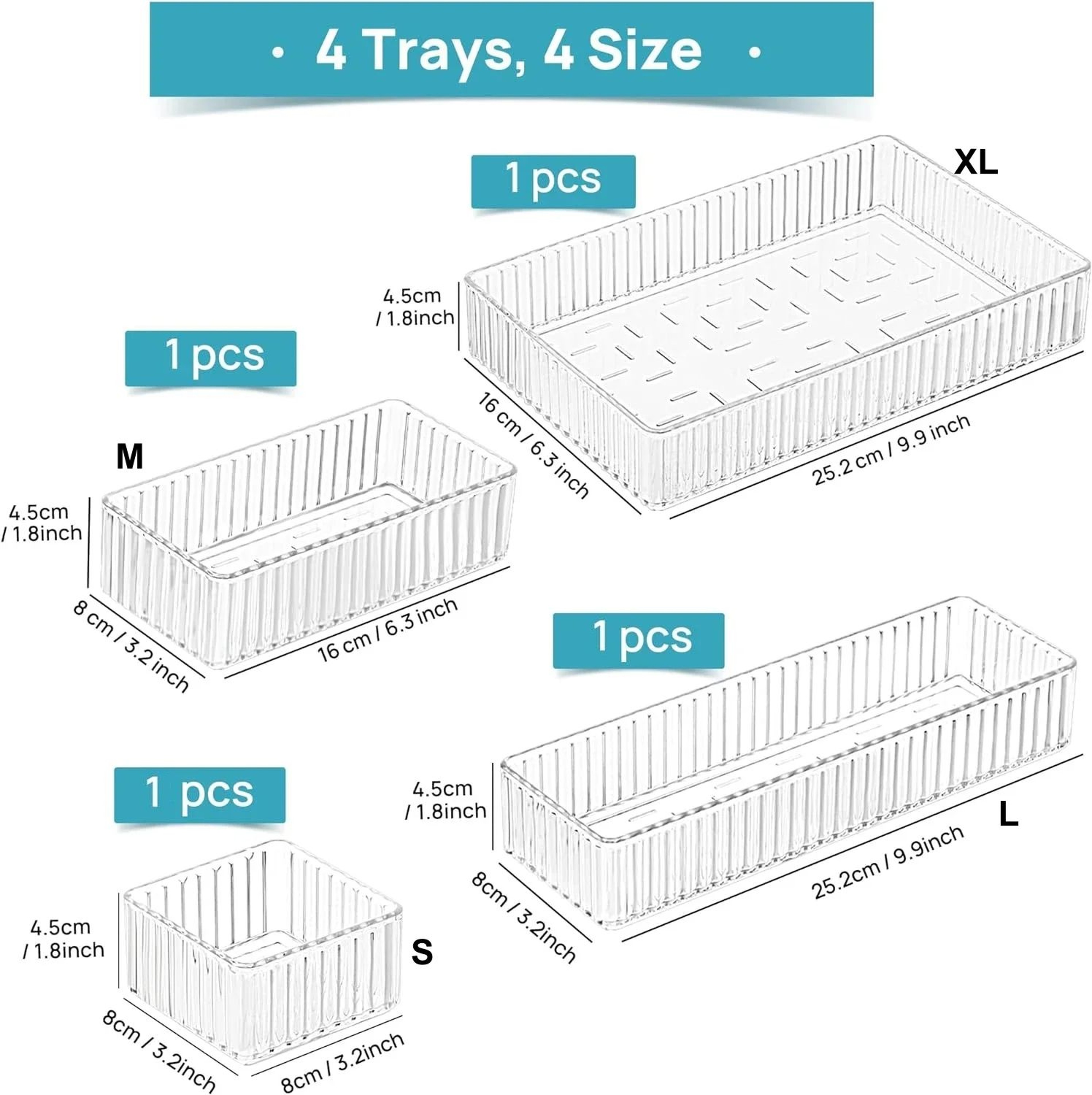 Clear Stackable Drawer Organizer Trays For Makeup Vanity And Home Storage 10