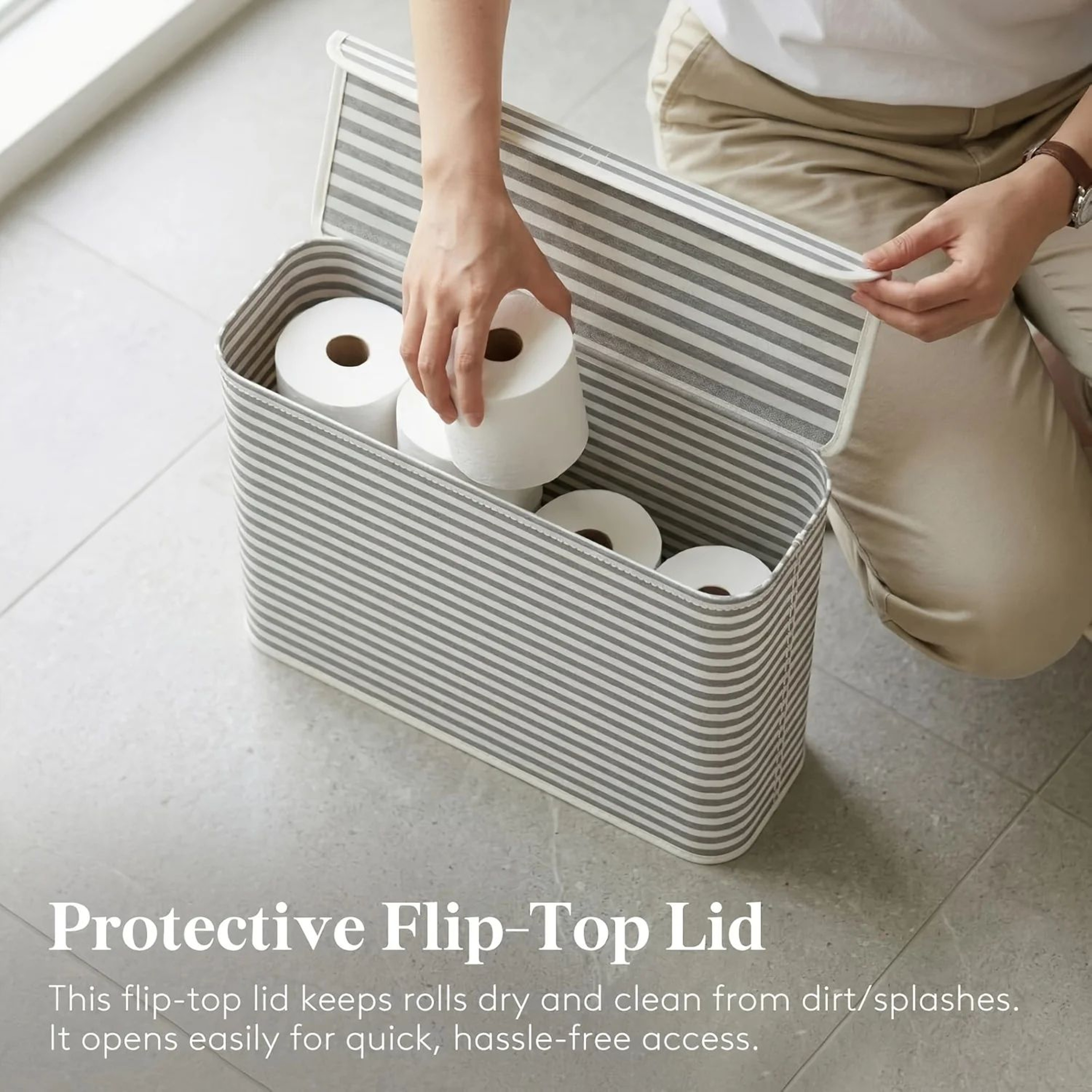 Foldable Toilet Paper Storage Holder With Lid For 9 To 12 Rolls 1