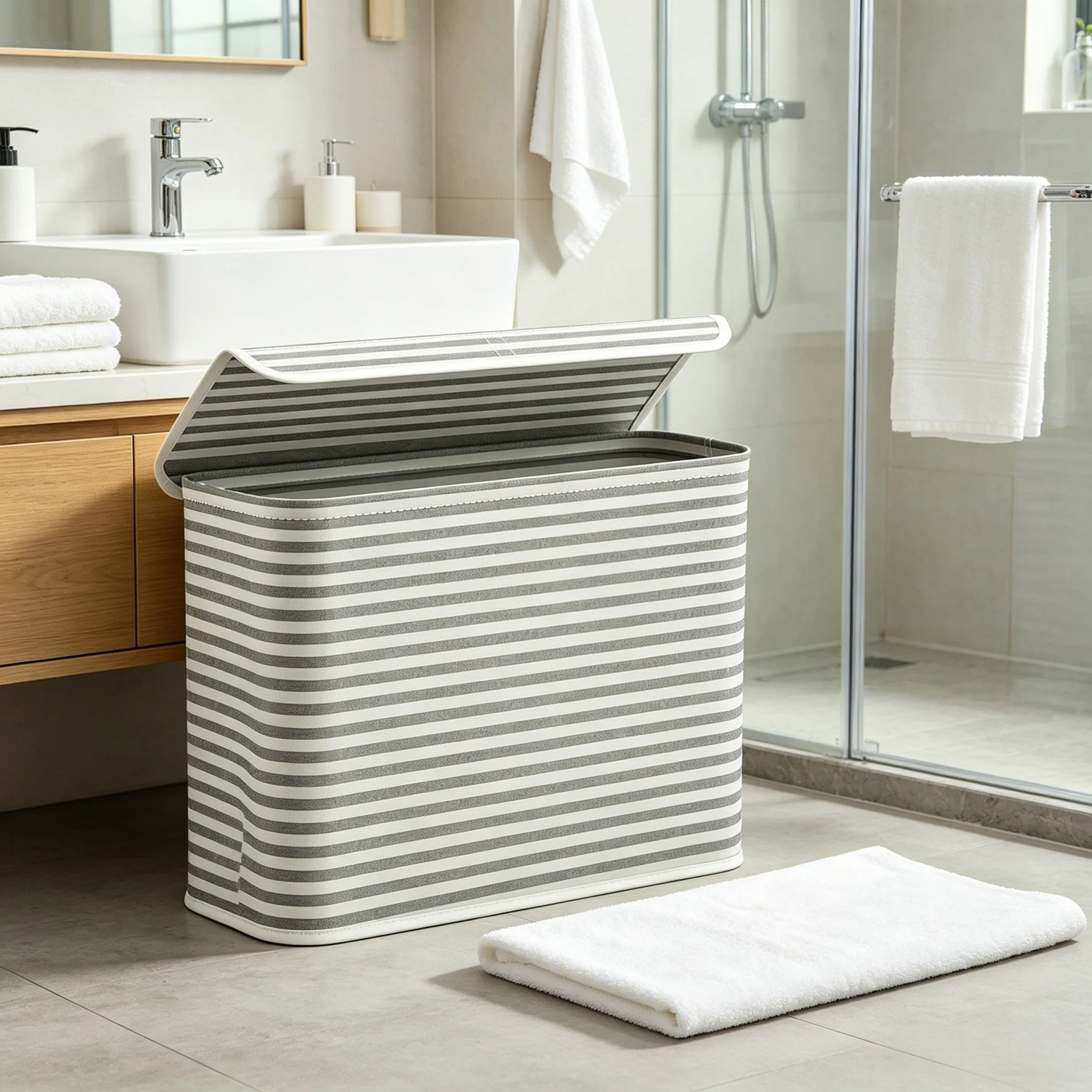 Foldable Toilet Paper Storage Holder With Lid For 9 To 12 Rolls 2