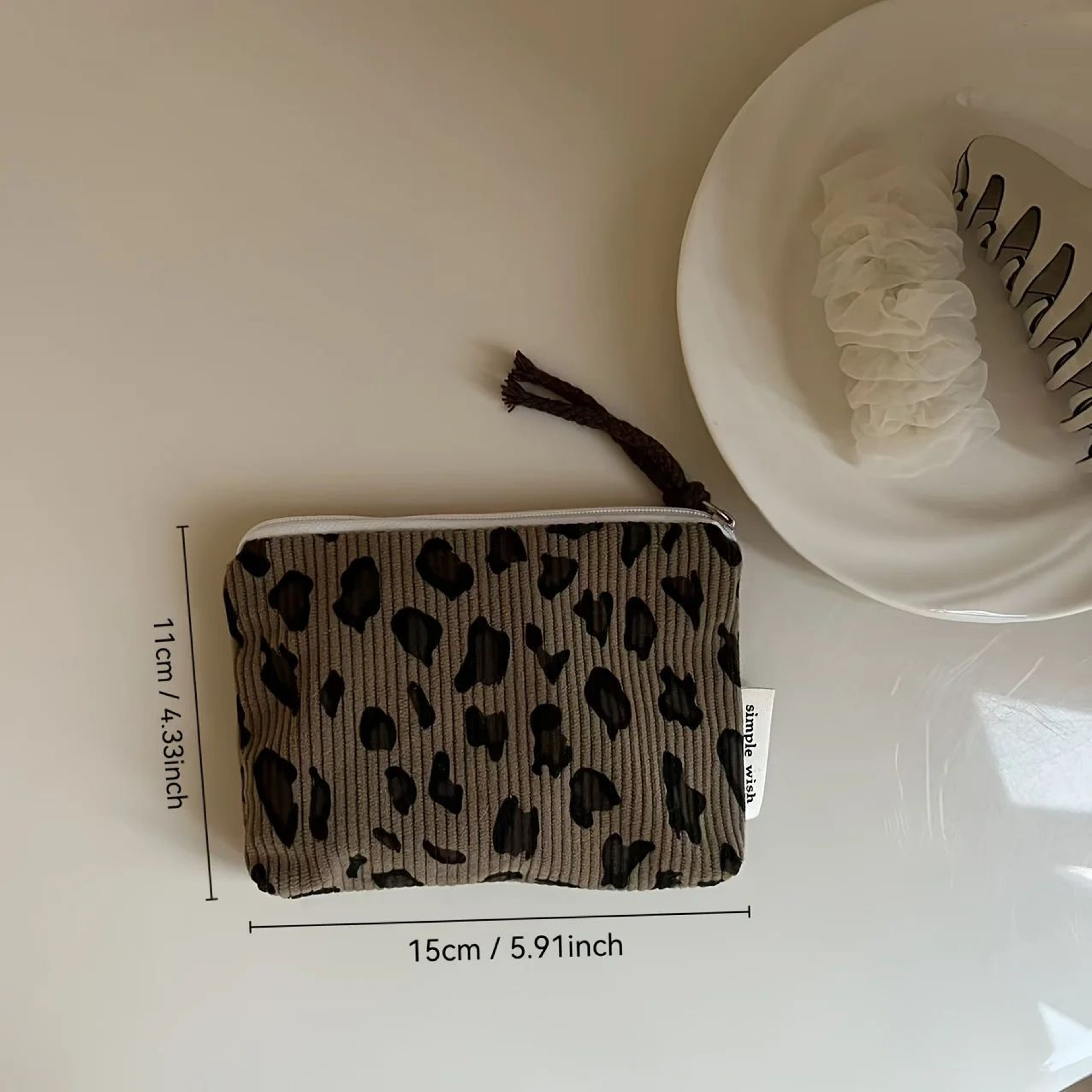 Vintage Leopard Corduroy Mini Coin Purse And Travel Storage Pouch 5