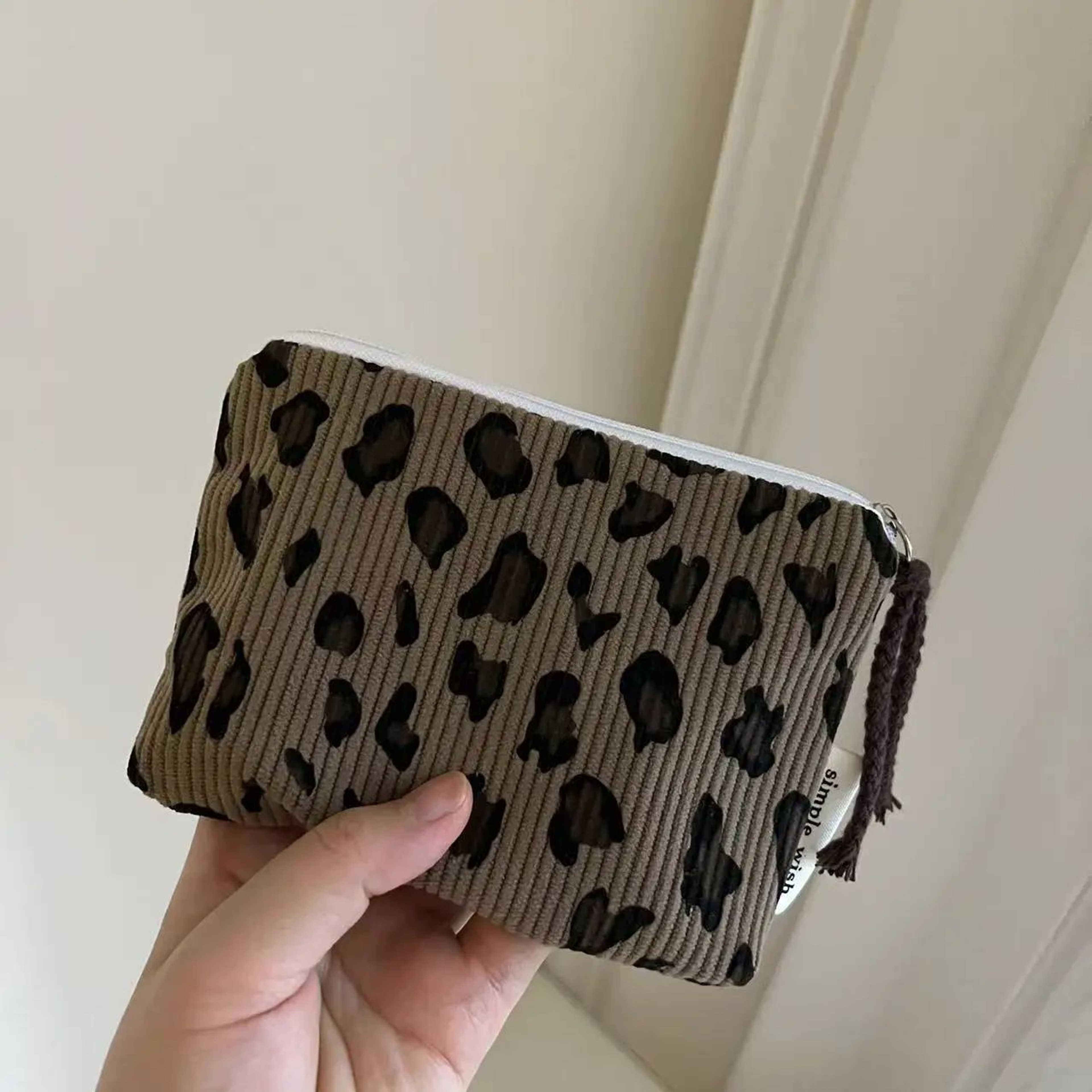 Vintage Leopard Corduroy Mini Coin Purse And Travel Storage Pouch 3