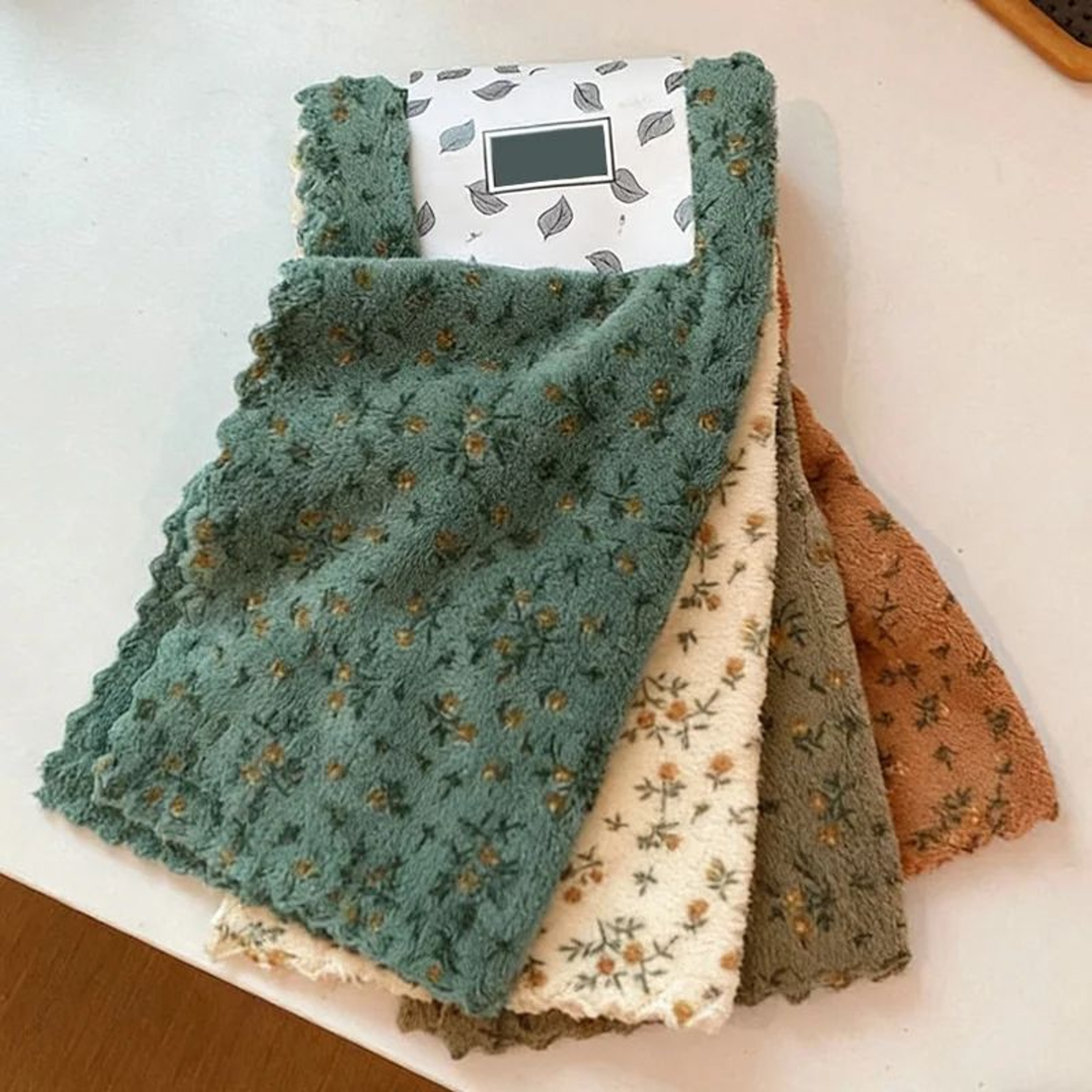4PCS Floral QuickDry Reusable Kitchen Cleaning Cloths 0
