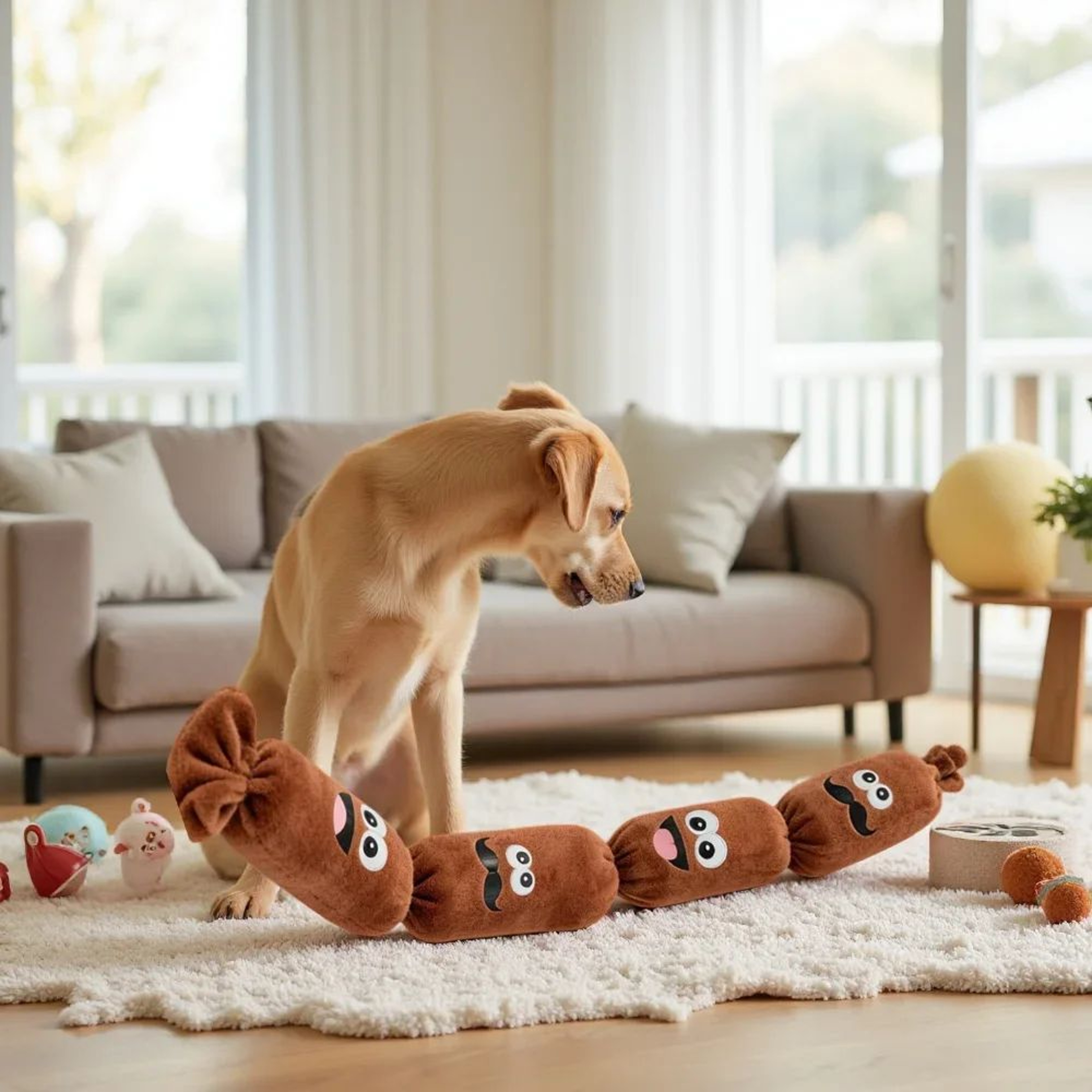 Squeaky Sausage Plush Dog Chew Toy For Interactive Play And Teeth Cleaning 3