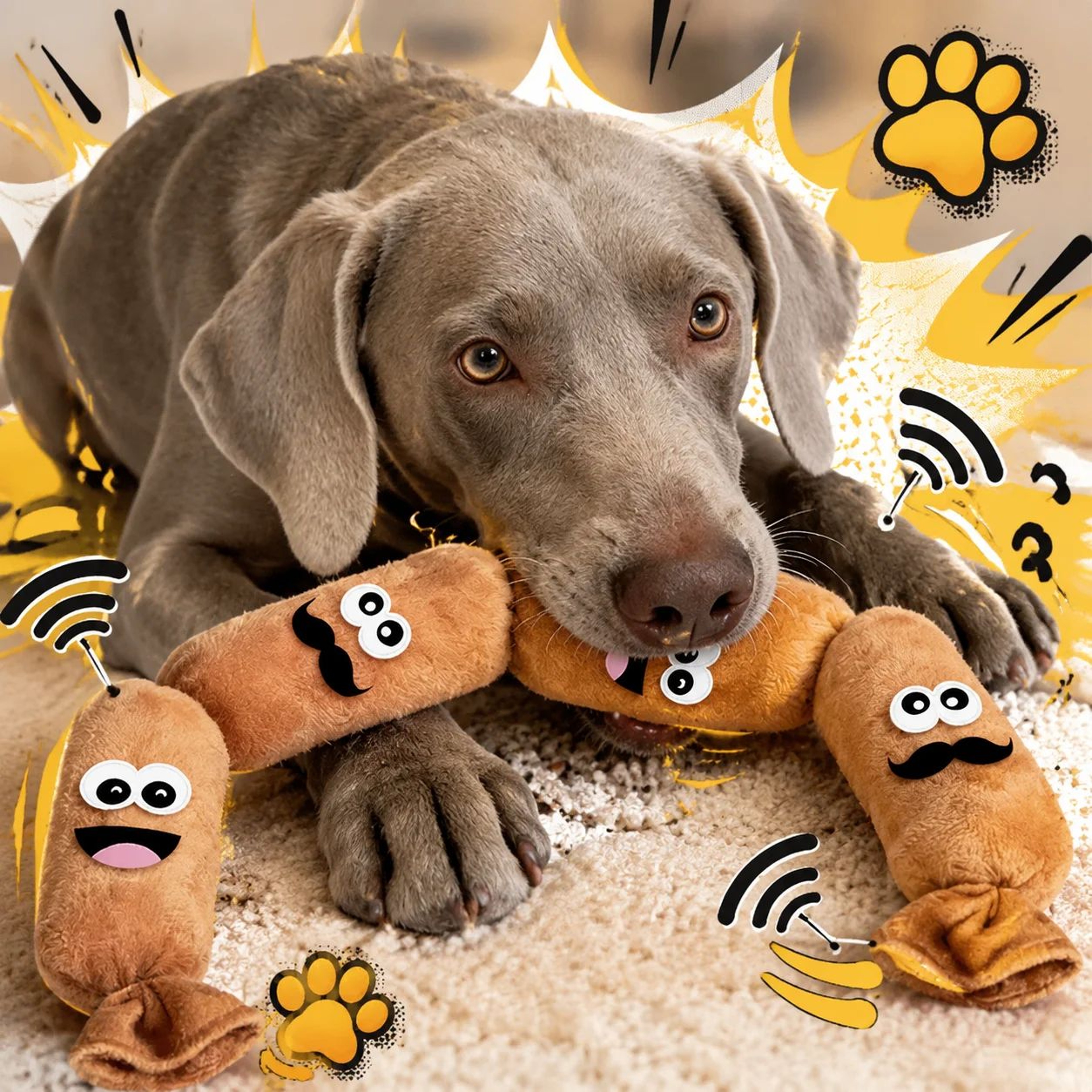 Squeaky Sausage Plush Dog Chew Toy For Interactive Play And Teeth Cleaning 0
