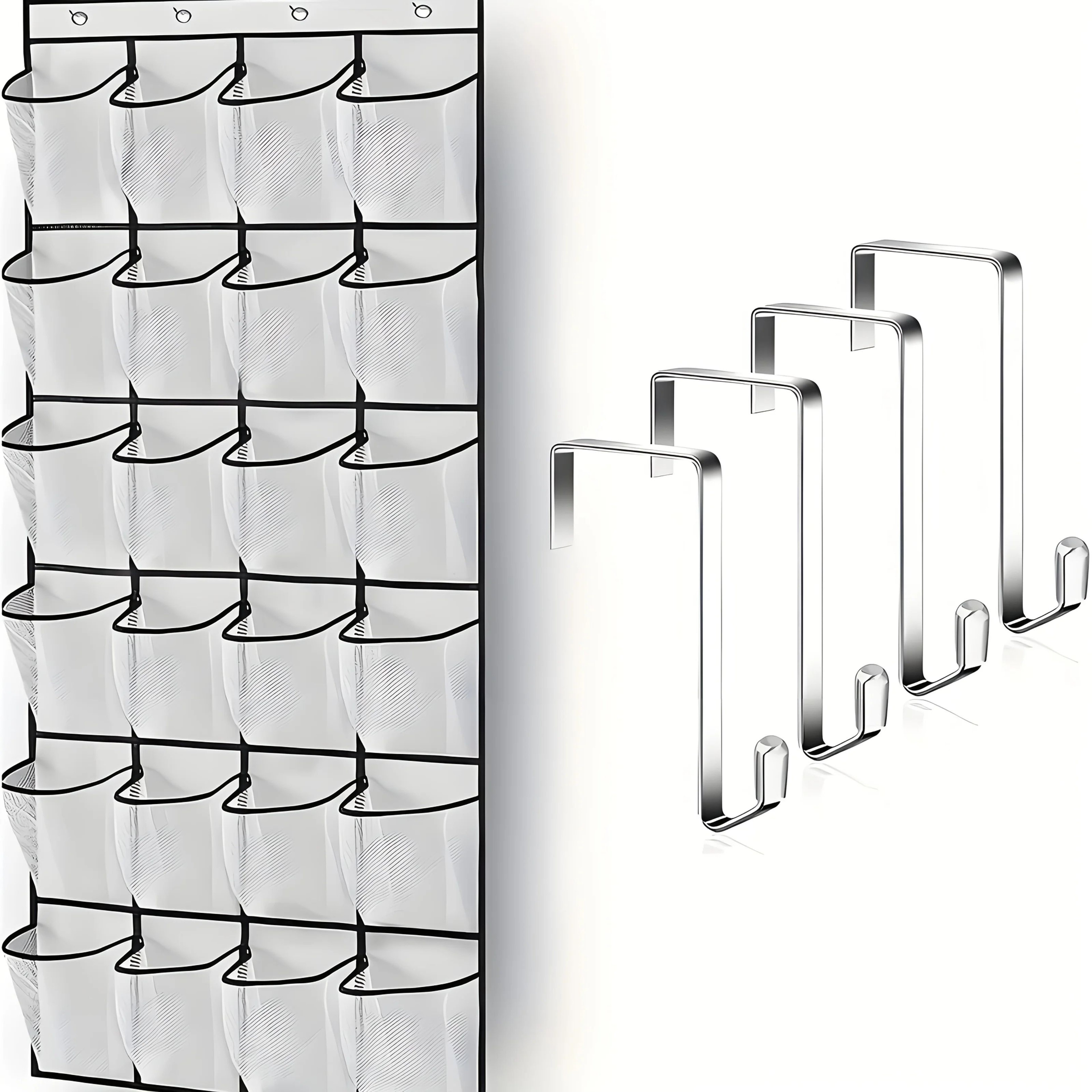 24Pocket Over The Door Shoe Organizer With Breathable Mesh Storage 1