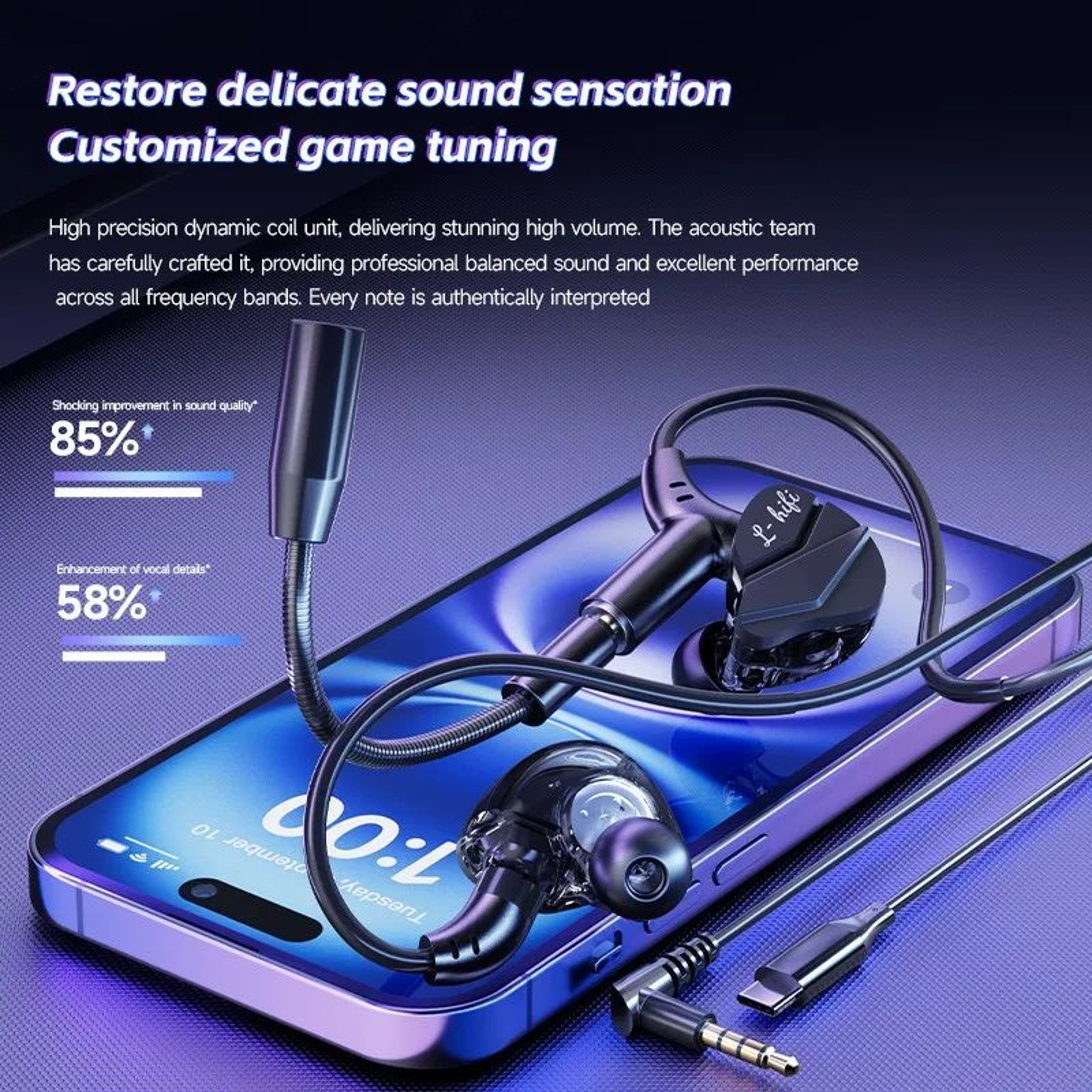 71 Surround Sound Wired Gaming Earbuds With Dual Mic 4