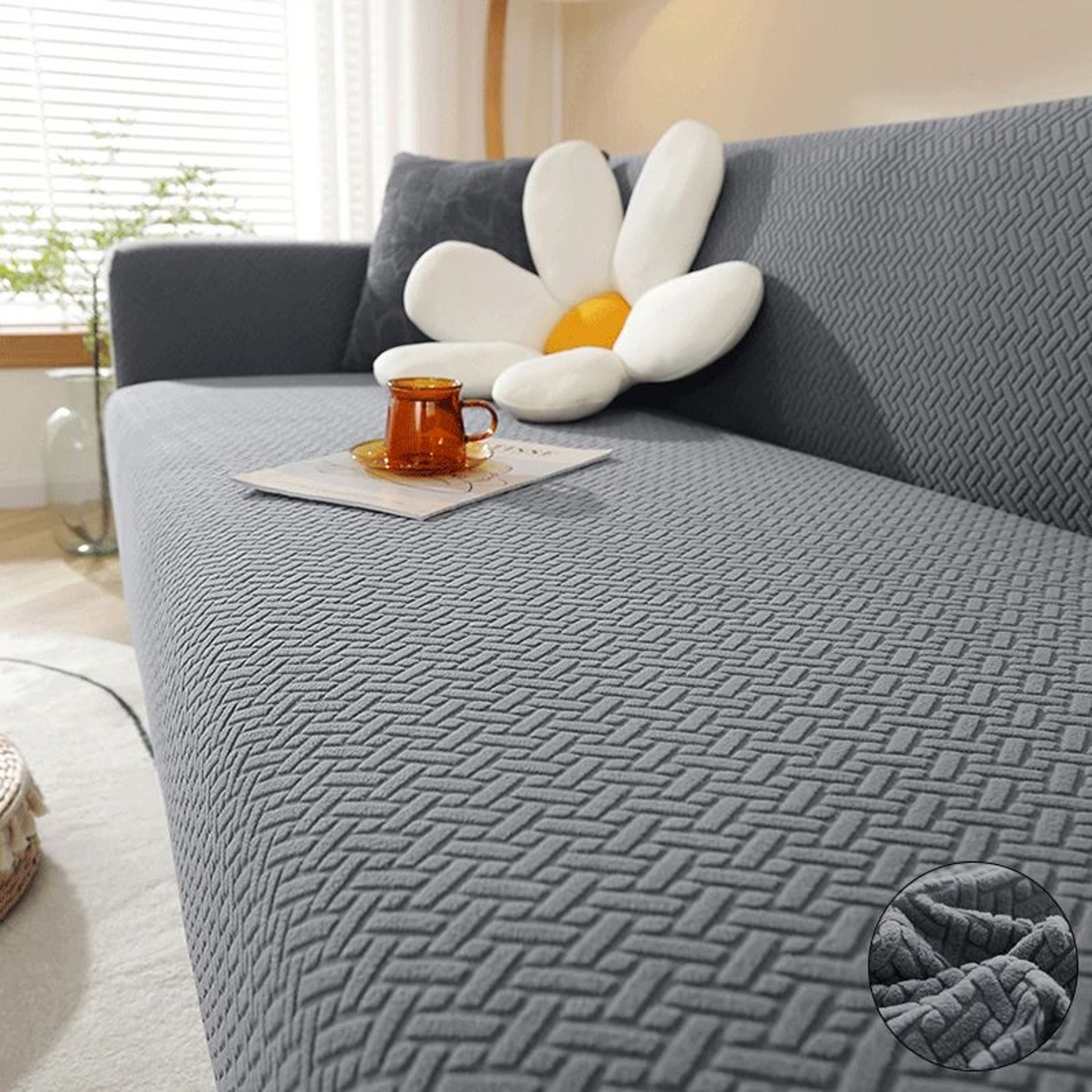 Jacquard Stretch Polar Fleece Sofa Cover For 1 To 4 Seater And L Shaped Sofas 7