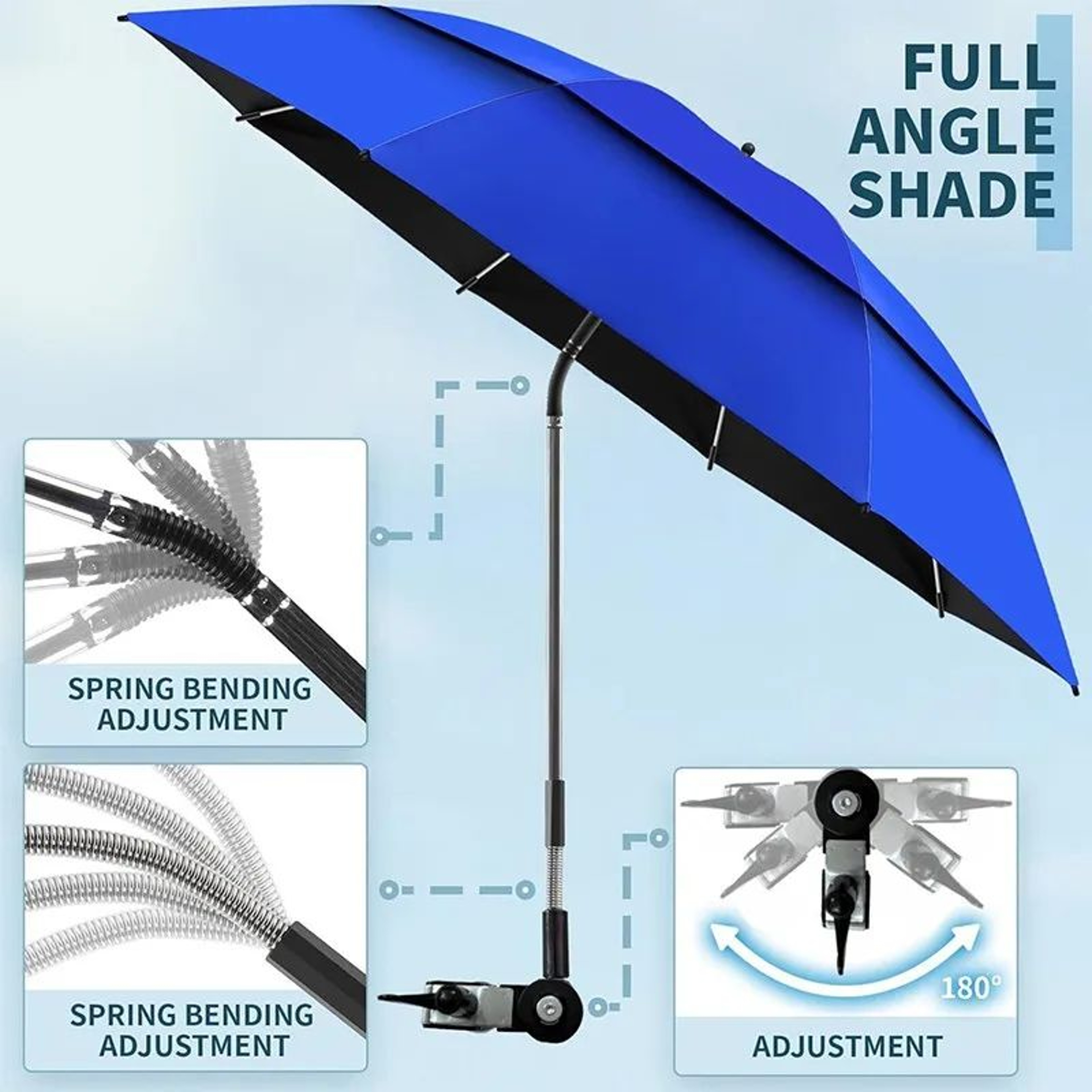 UV Protection ClipOn Chair Umbrella For Beach Camping And Fishing 2