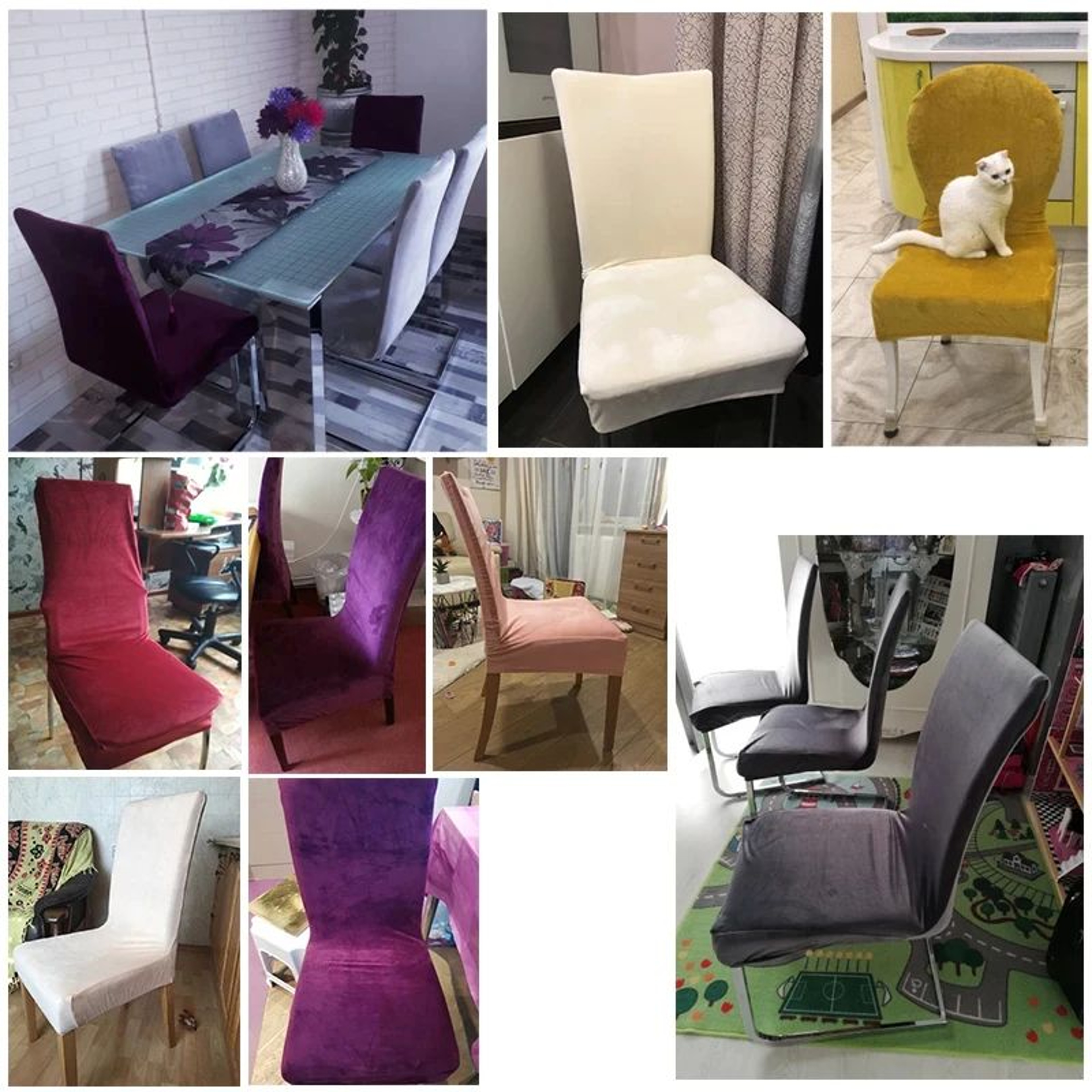 Velvet Stretch Dining Chair Cover Soft Parsons Chair Slipcover Protector 5