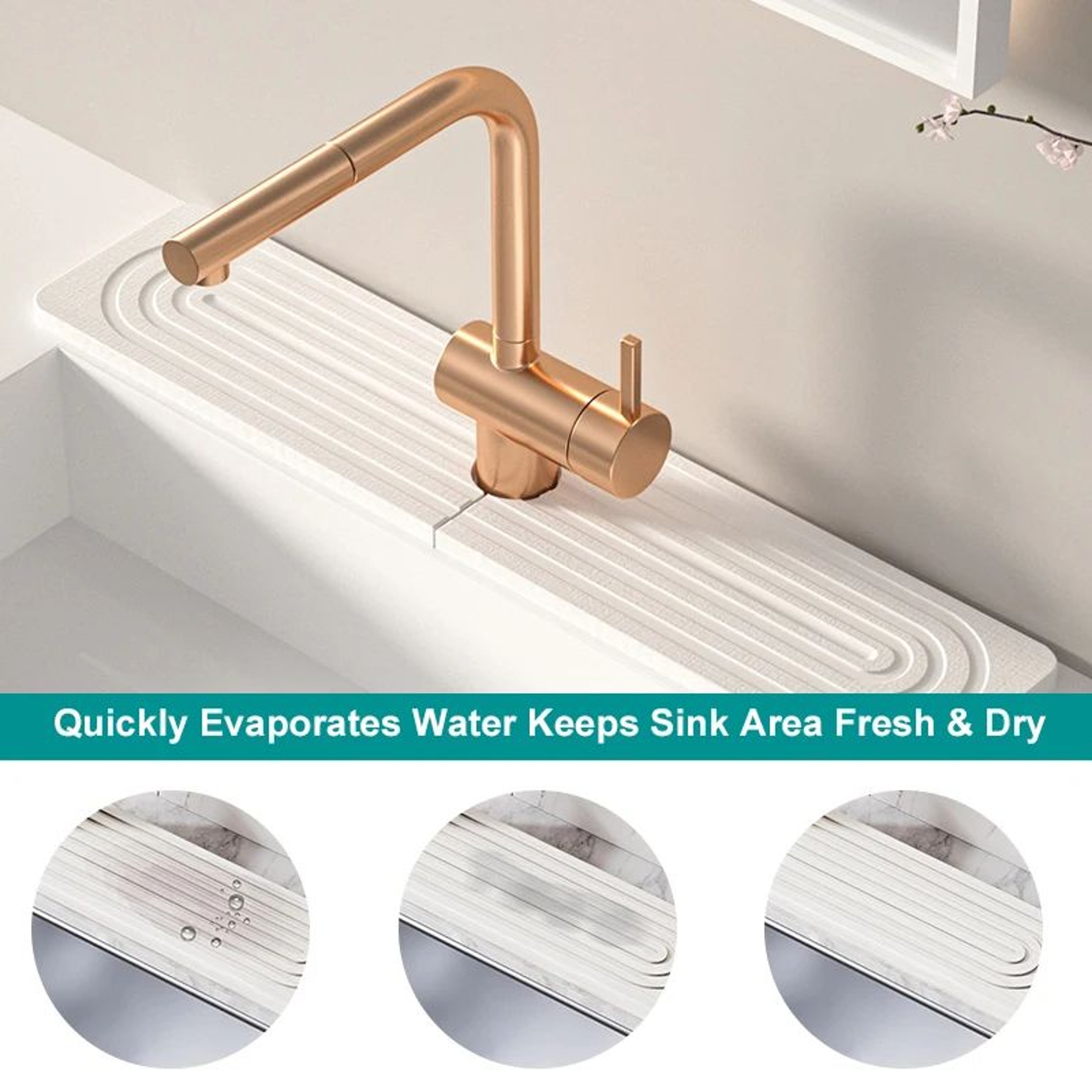 Diatomite Fast Drying Faucet Mat And Sink Splash Guard 2