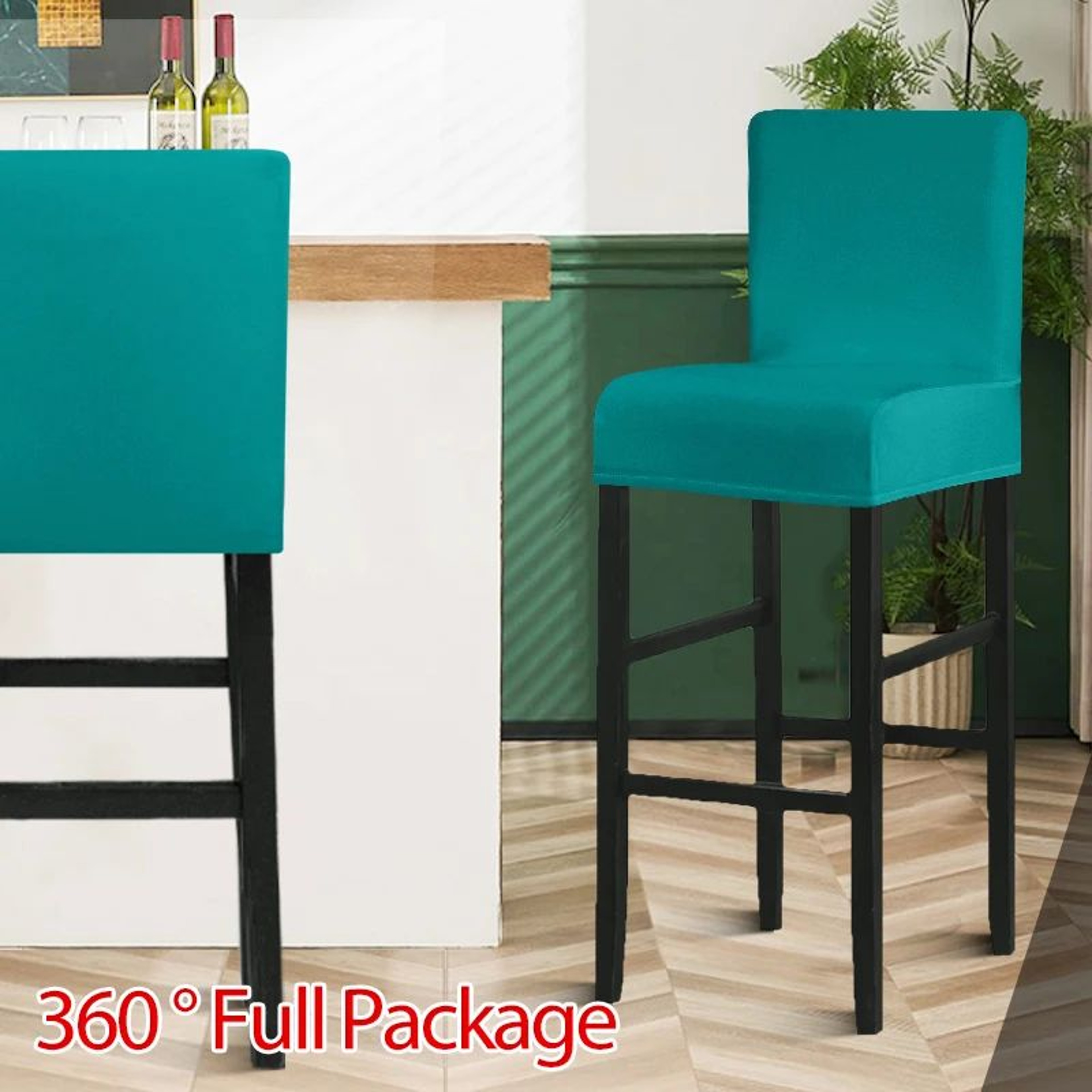Waterproof Stretch Short Back Chair Cover For Dining And Bar Stools 2