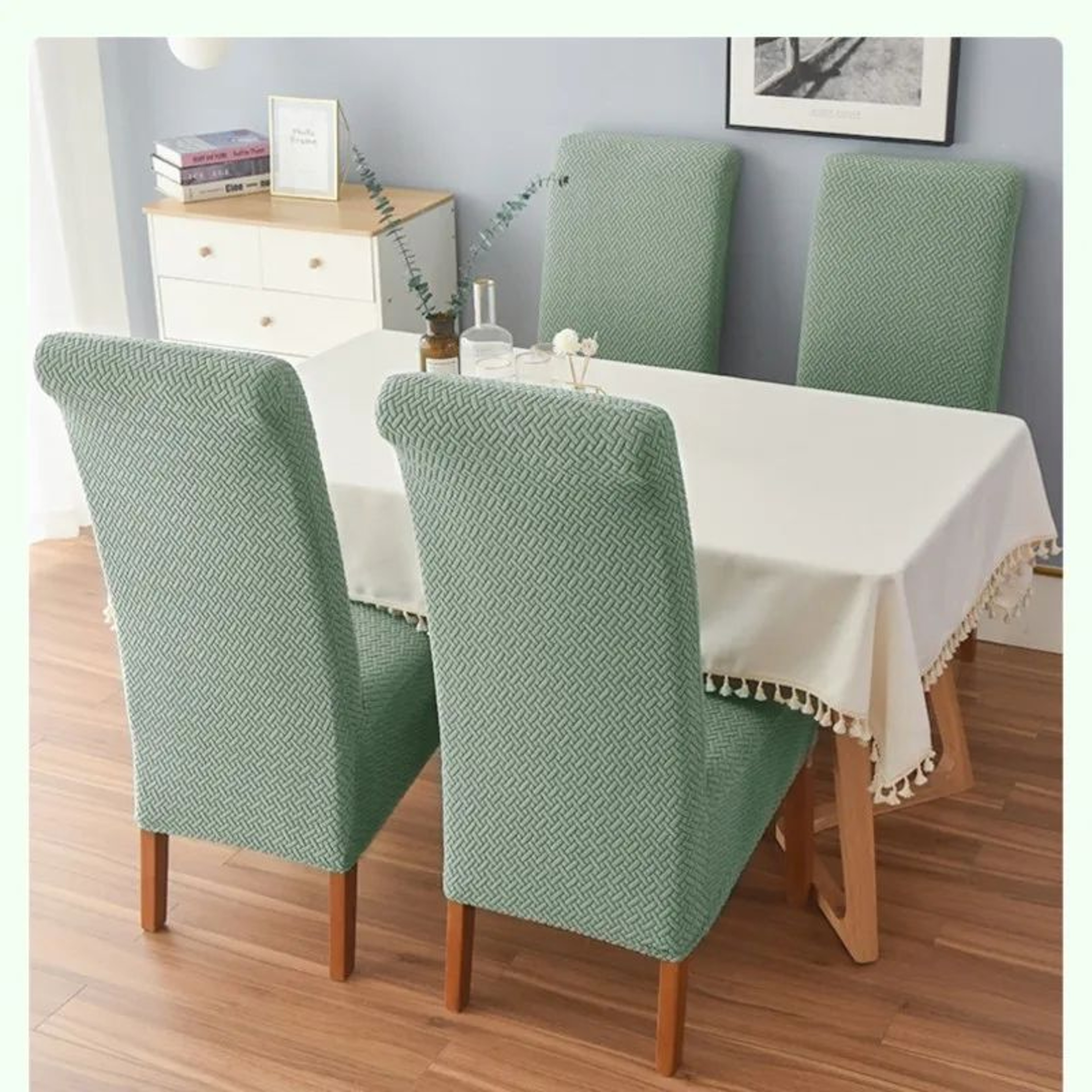 Polar Fleece High Back Dining Chair Cover Stretch Protective Slipcover 2