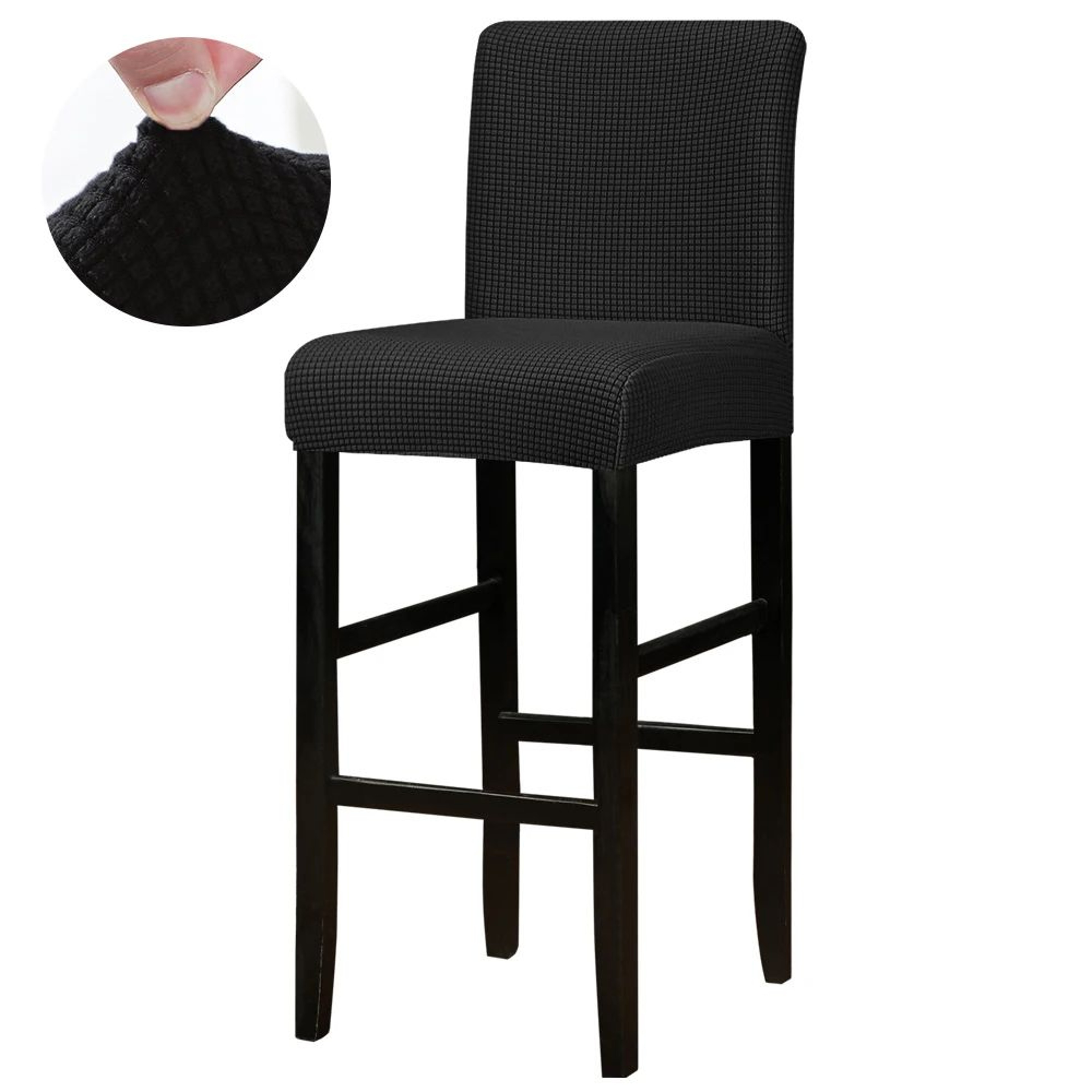 Jacquard Stretch Bar Stool Chair Cover Washable Short Back Slipcover 7