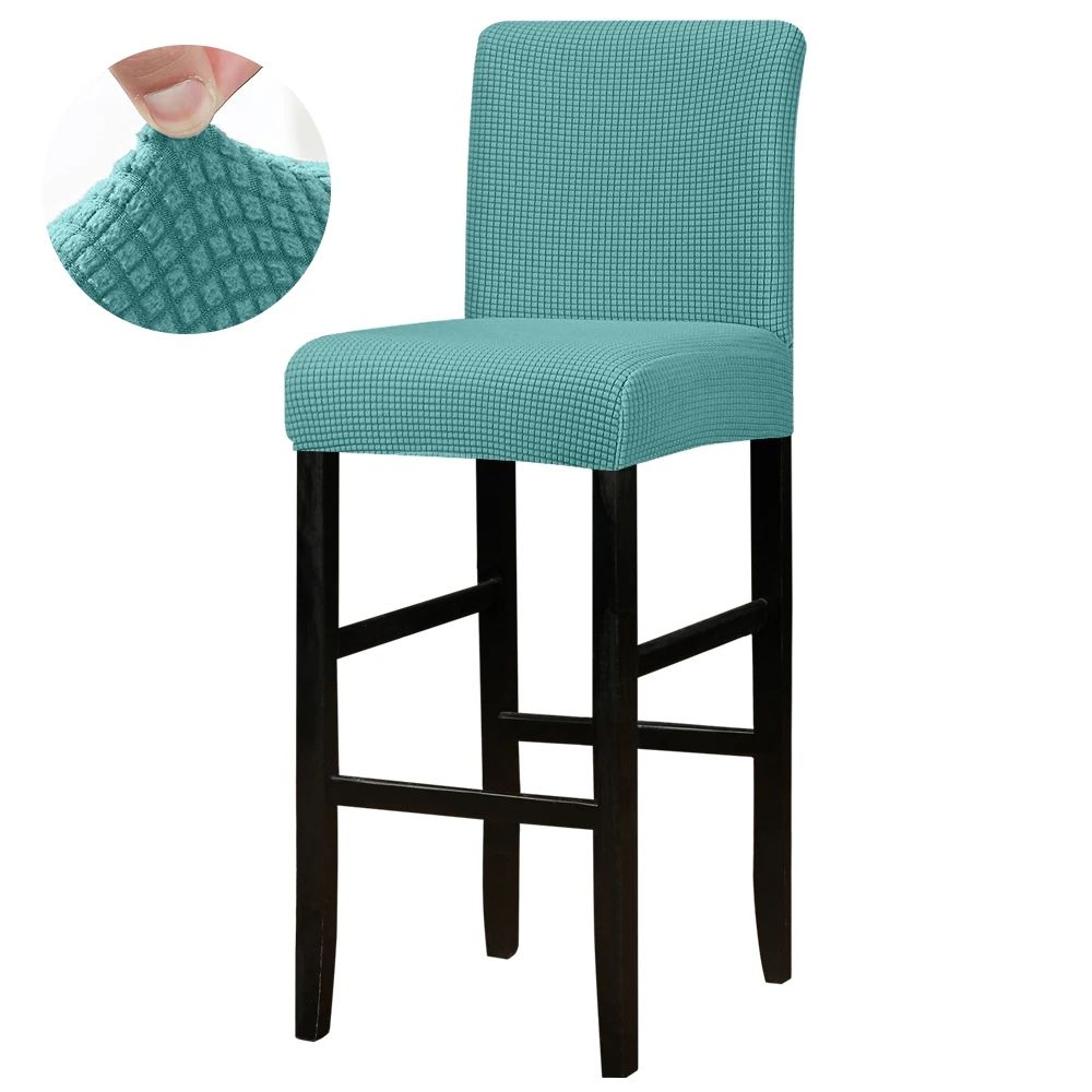 Jacquard Stretch Bar Stool Chair Cover Washable Short Back Slipcover 5