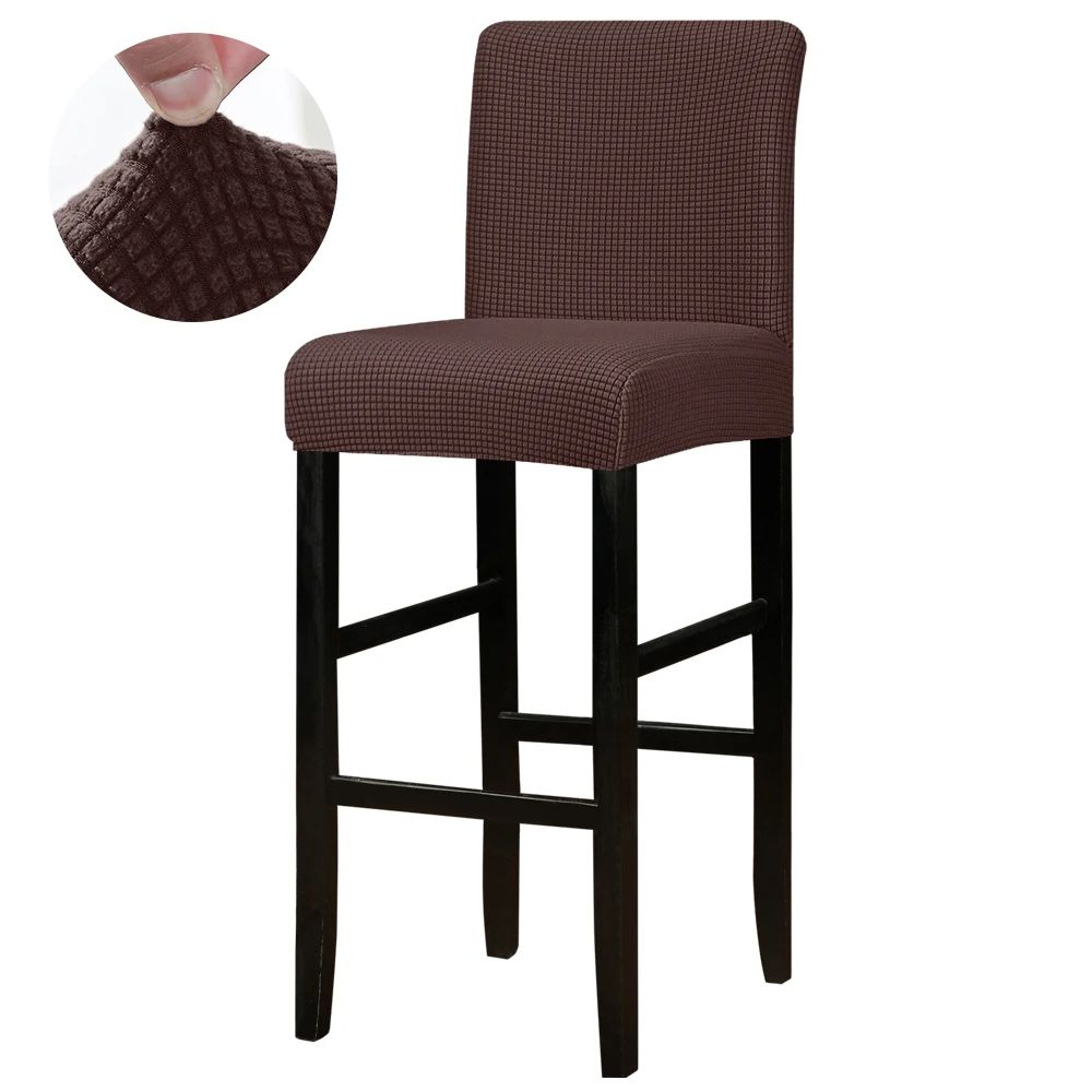 Jacquard Stretch Bar Stool Chair Cover Washable Short Back Slipcover 12