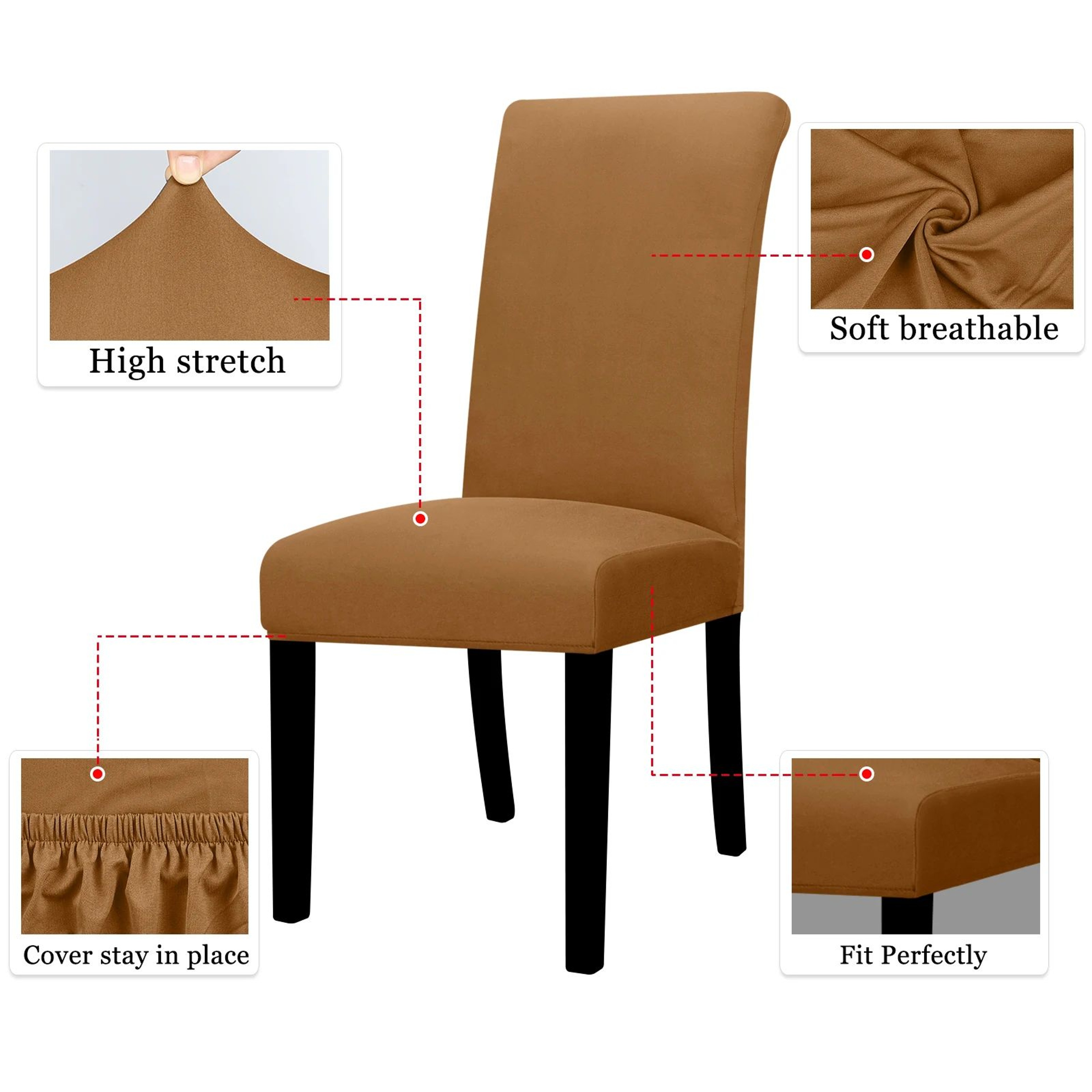 Solid Color Stretch Dining Chair Cover Washable Furniture Protector 2