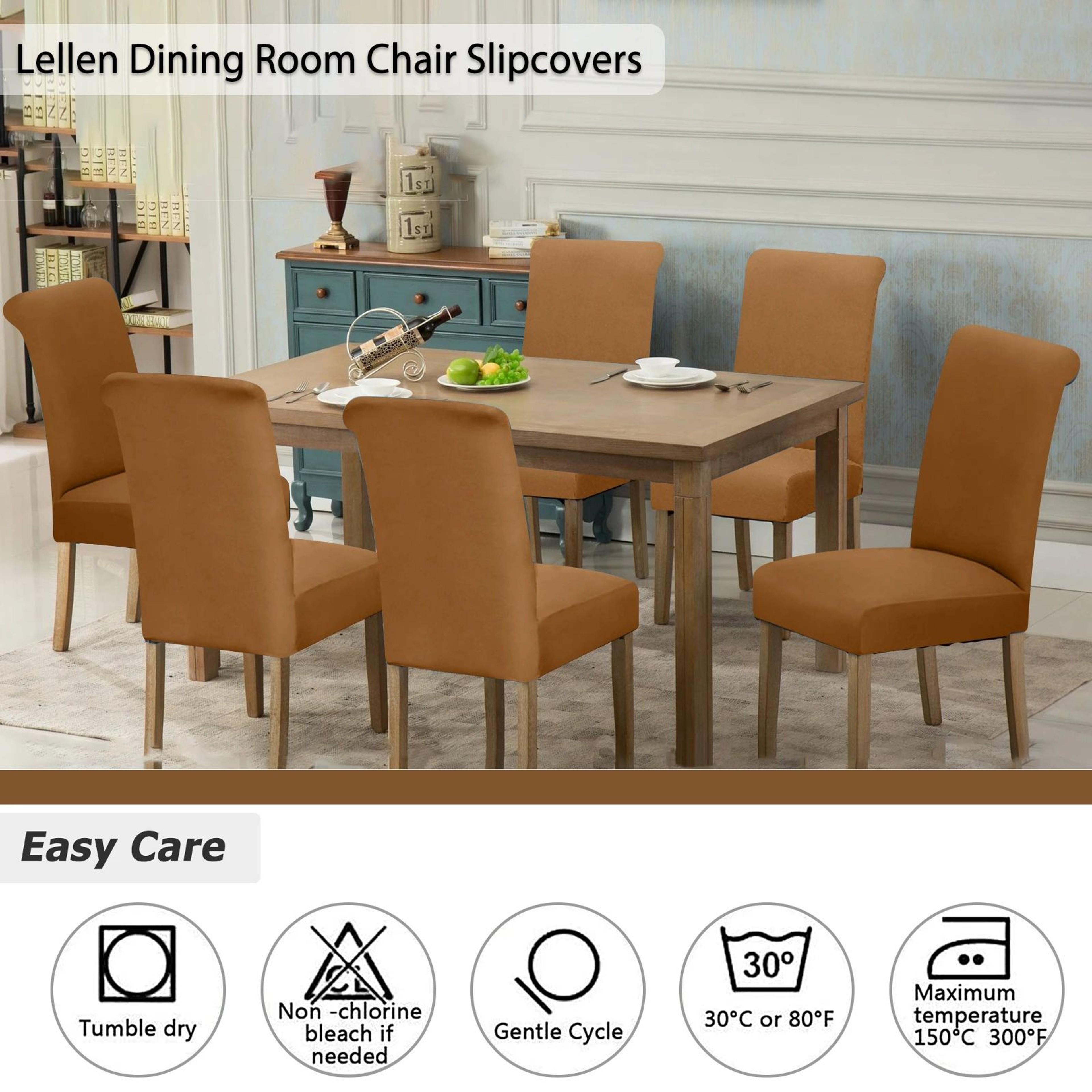 Solid Color Stretch Dining Chair Cover Washable Furniture Protector 5