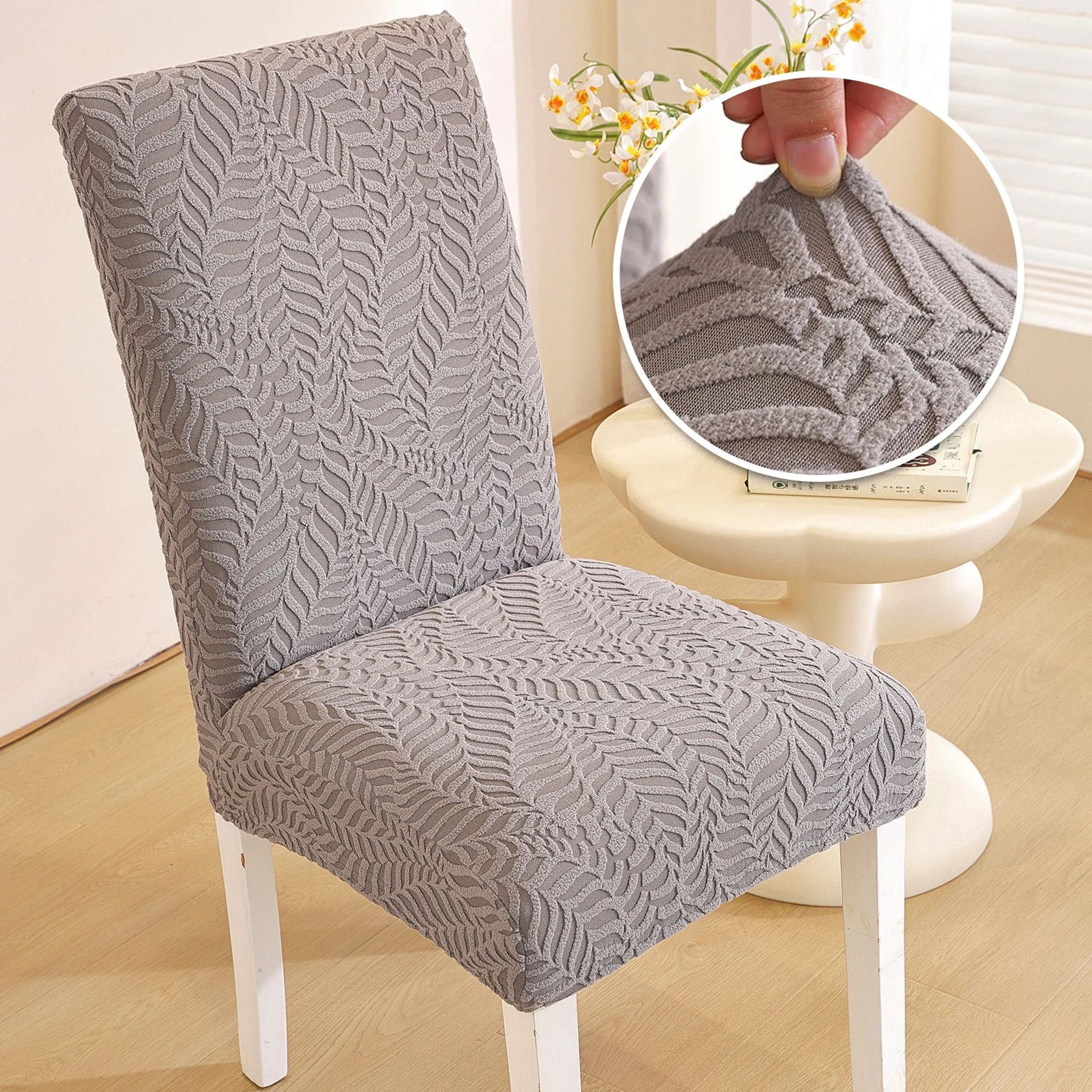Thickened Leaf Pattern Stretch Dining Chair Cover 8