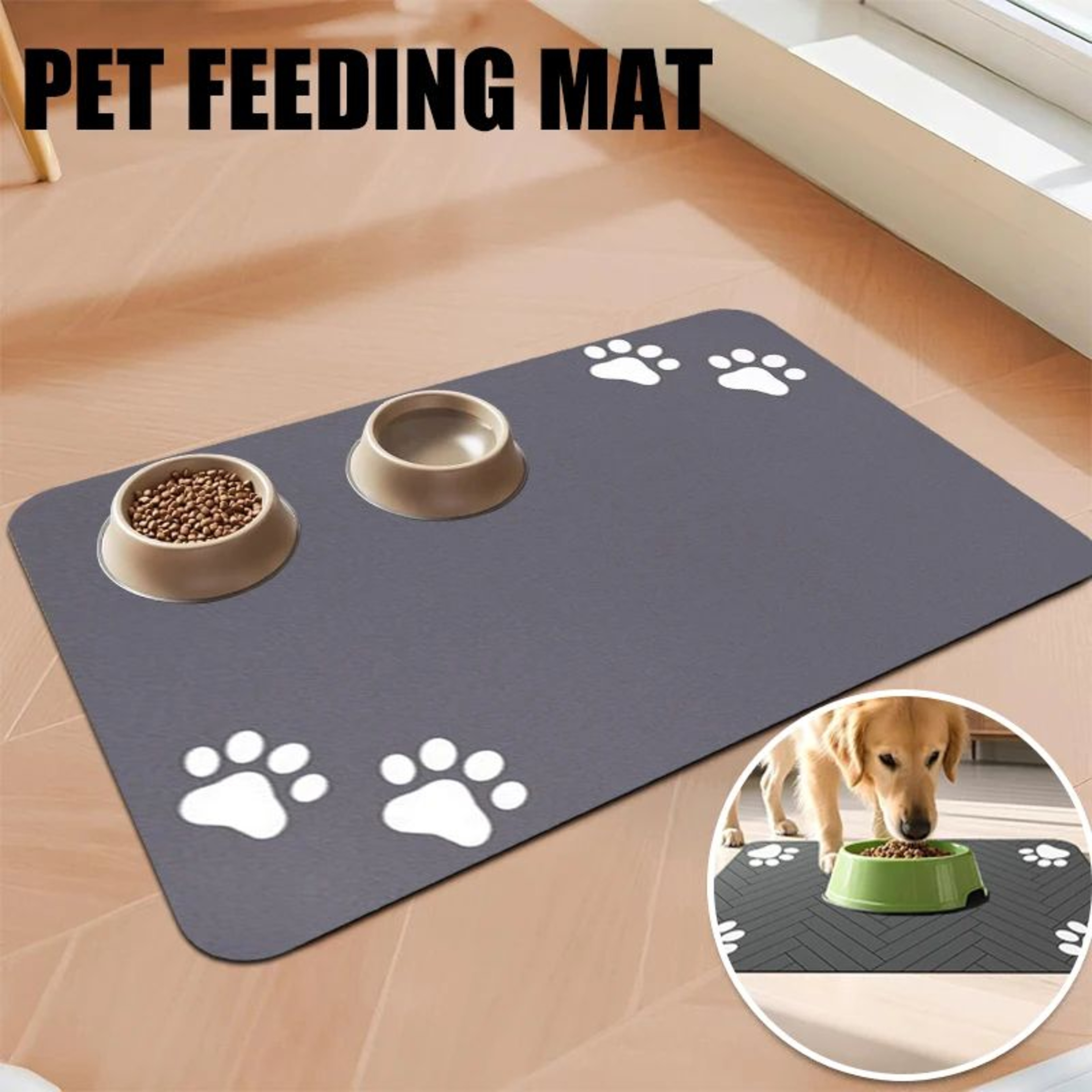QuickDry Absorbent Pet Feeding Mat With NonSlip Waterproof Backing 0