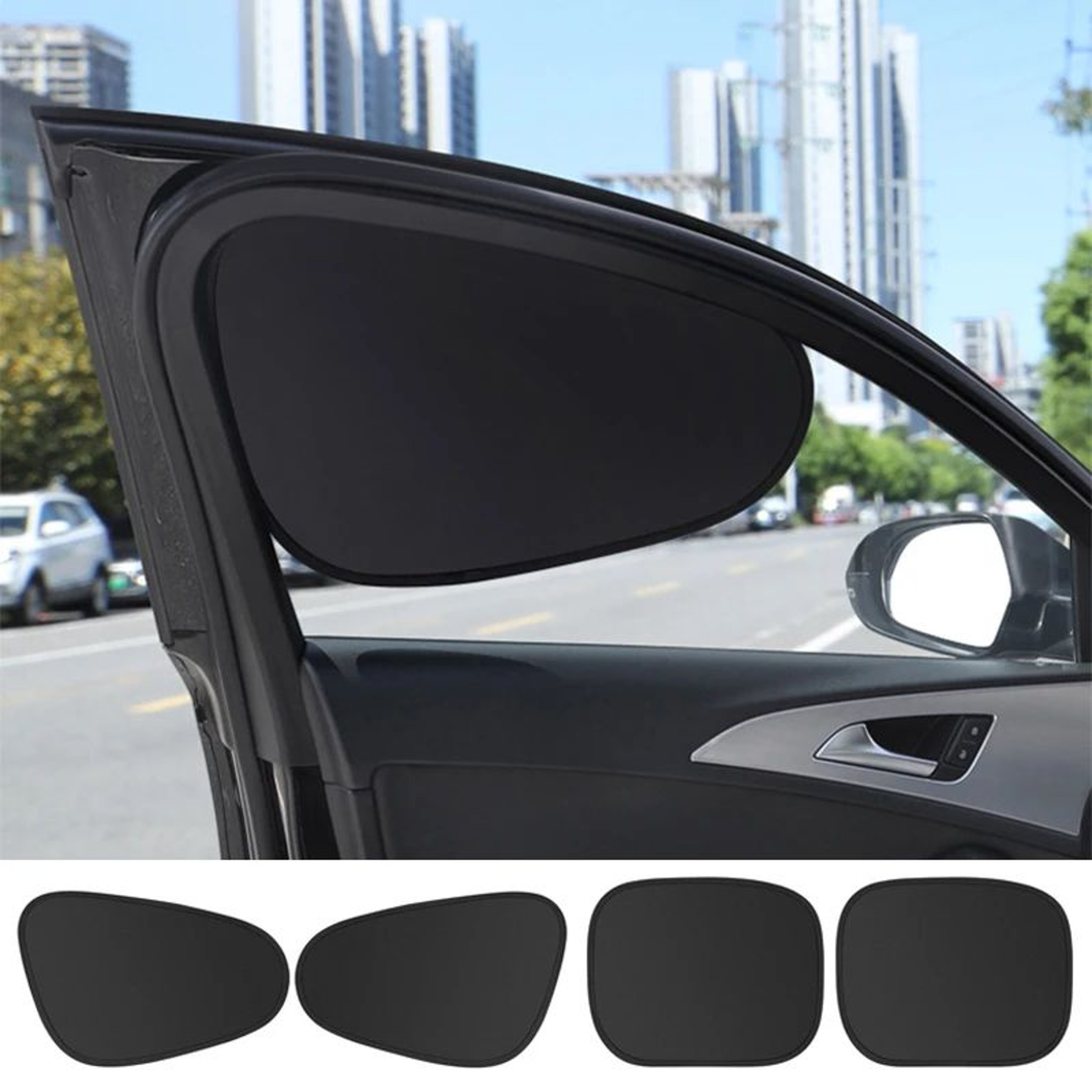 4PCS Electrostatic Car Side Window Sun Shades With 999 UV Protection 5