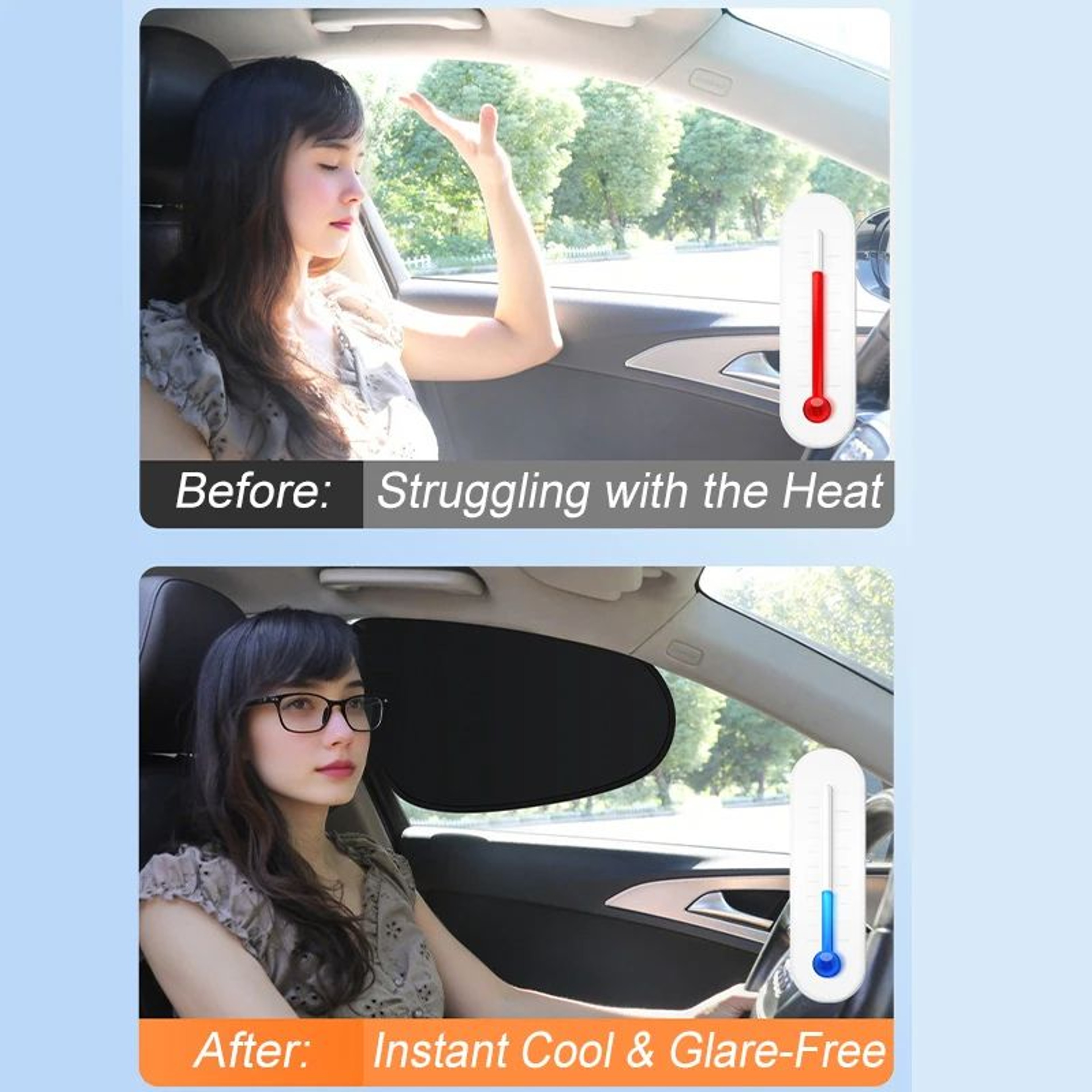 4PCS Electrostatic Car Side Window Sun Shades With 999 UV Protection 4