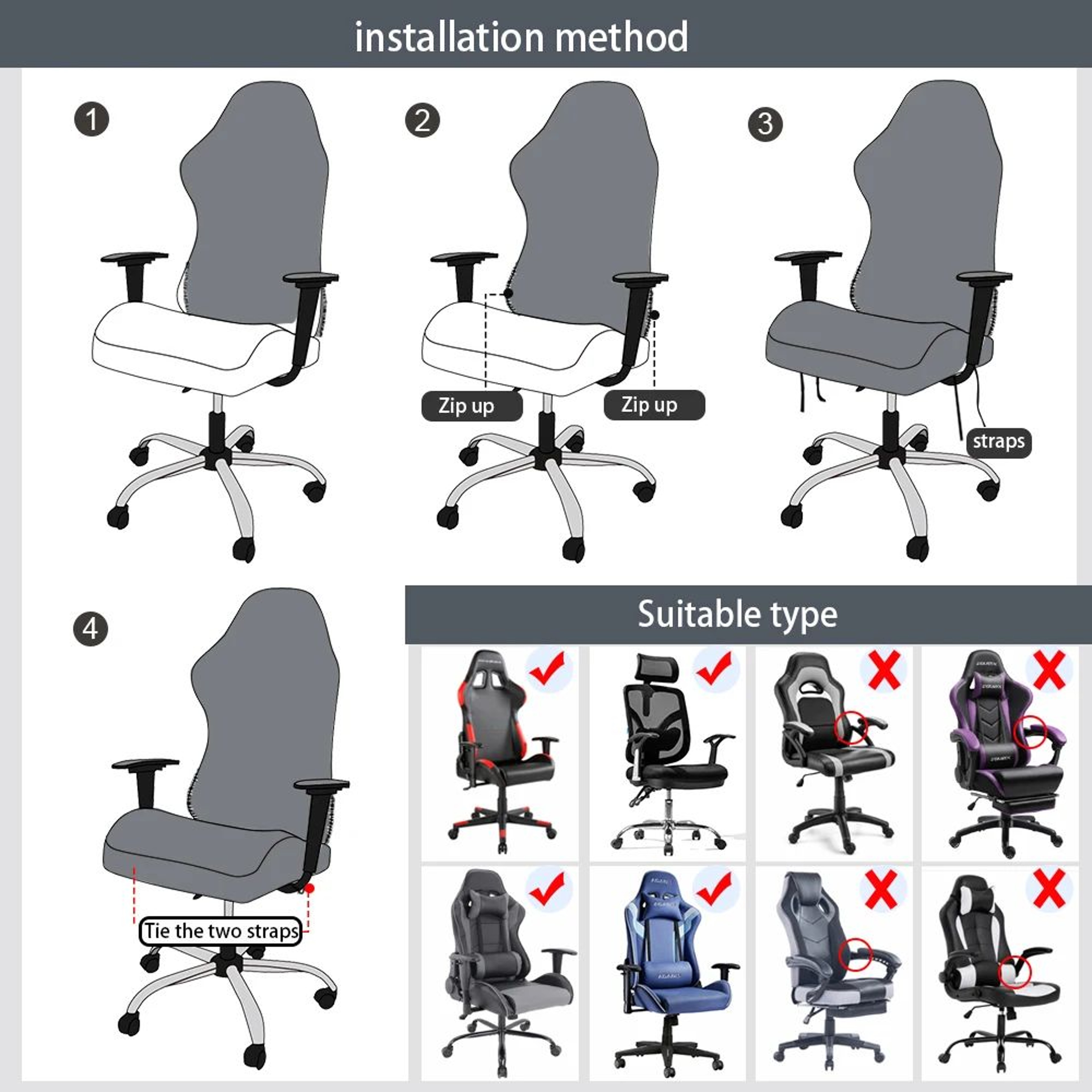 Waterproof Stretch Gaming Chair Cover Soft Milk Silk Office Chair Protector 3