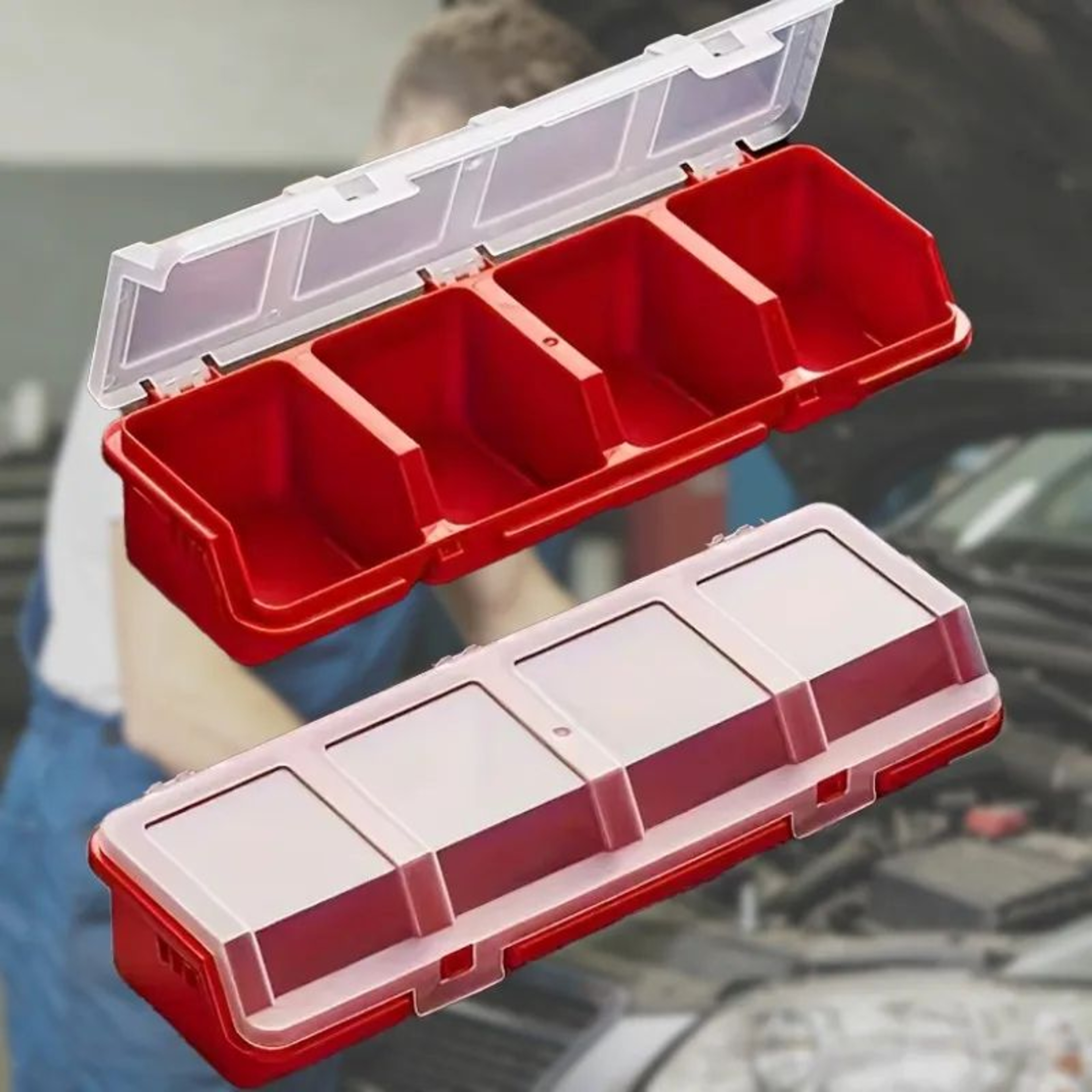 4Compartment Parts Storage Box With Lid Screw And Hardware Organizer 0