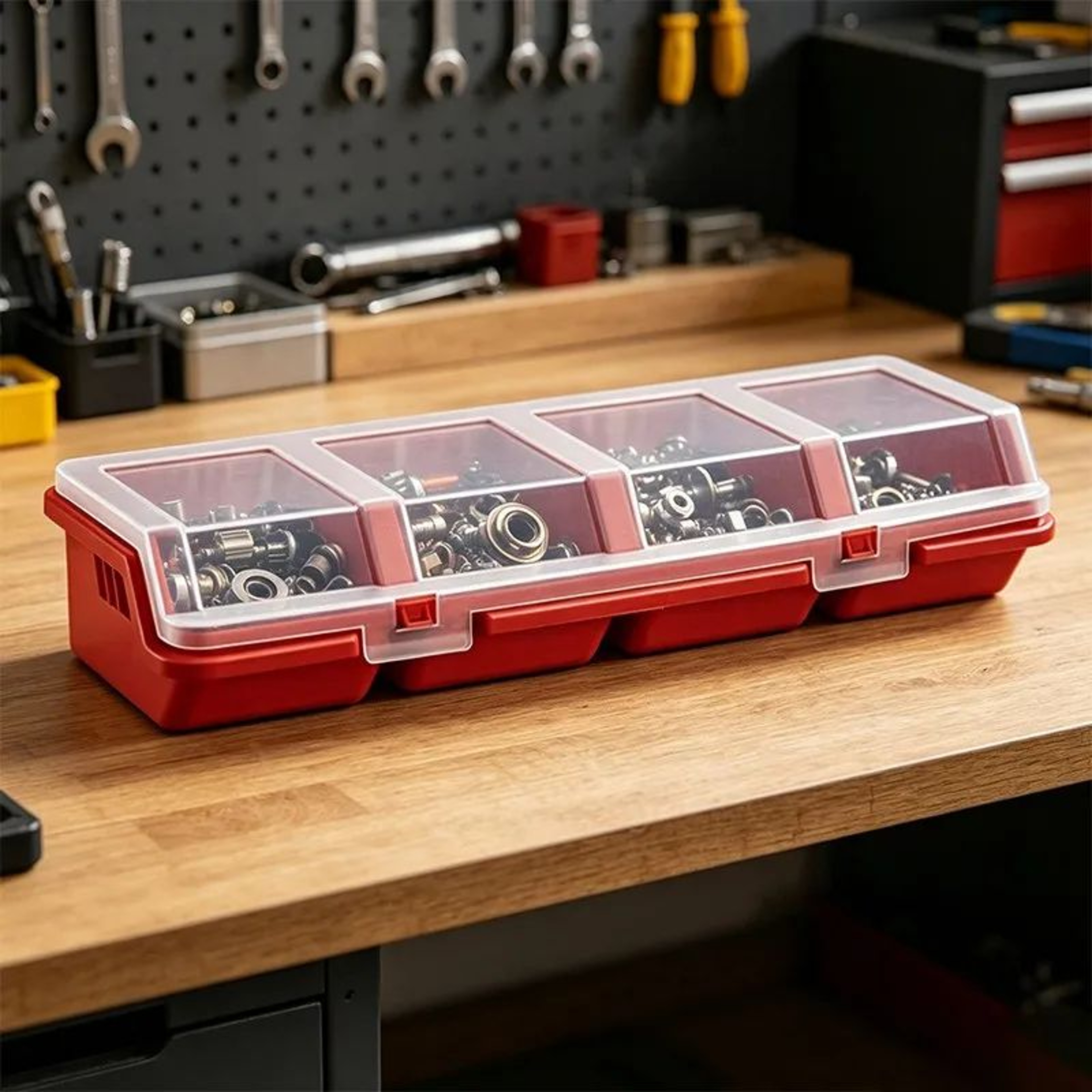 4Compartment Parts Storage Box With Lid Screw And Hardware Organizer 4