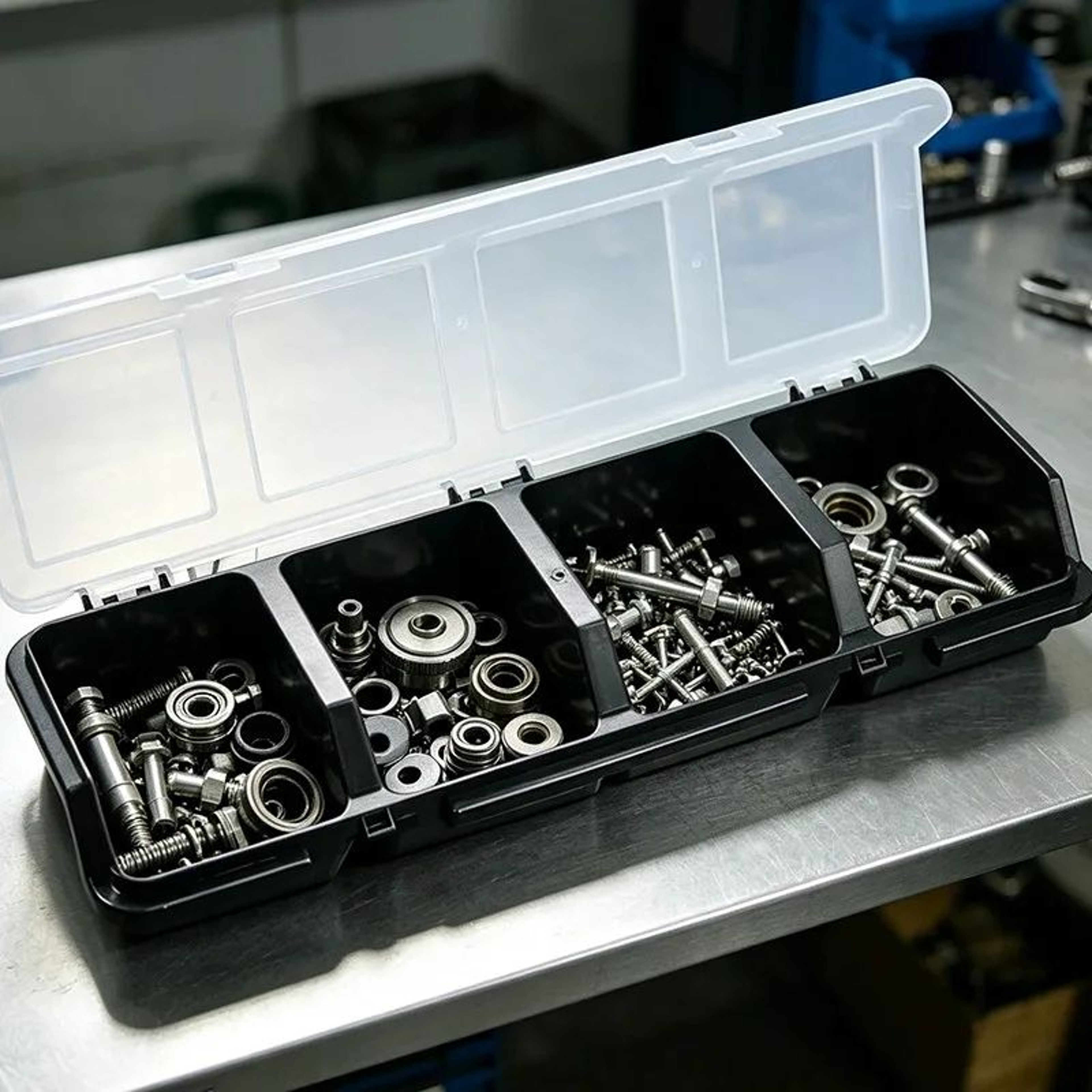 4Compartment Parts Storage Box With Lid Screw And Hardware Organizer 5