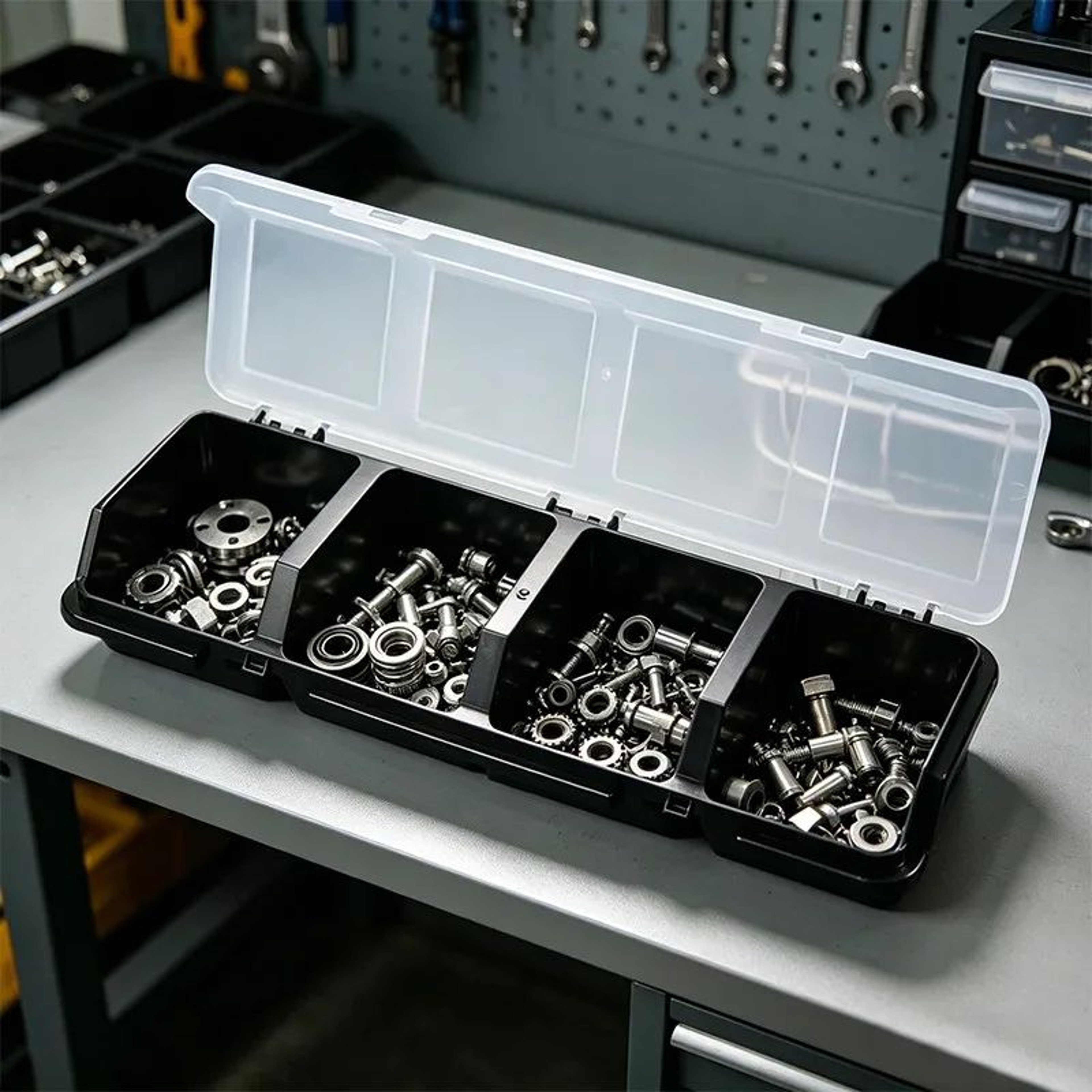 4Compartment Parts Storage Box With Lid Screw And Hardware Organizer 3