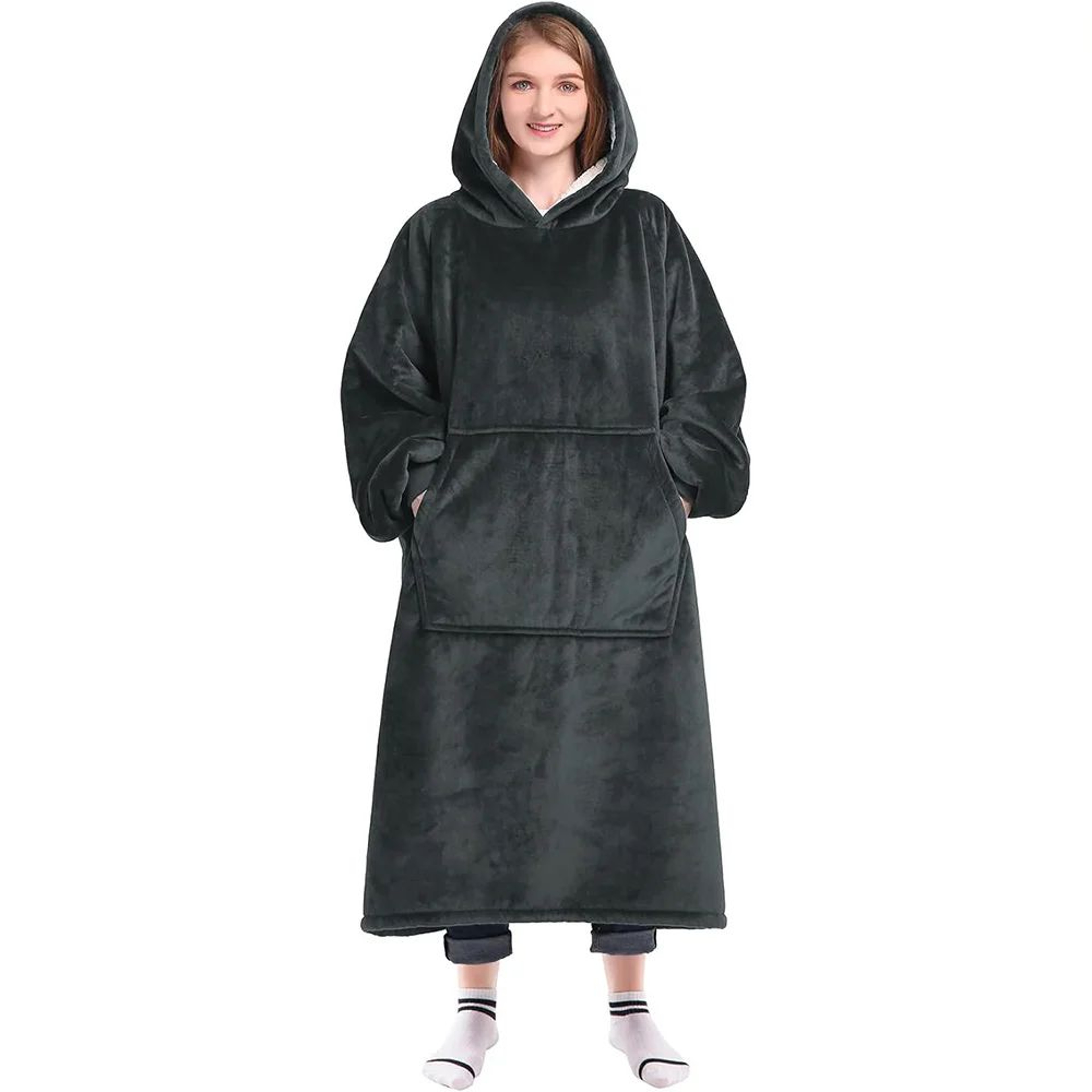 Oversized Wearable Blanket Hoodie With Sleeves And Pocket For Men And Women 1