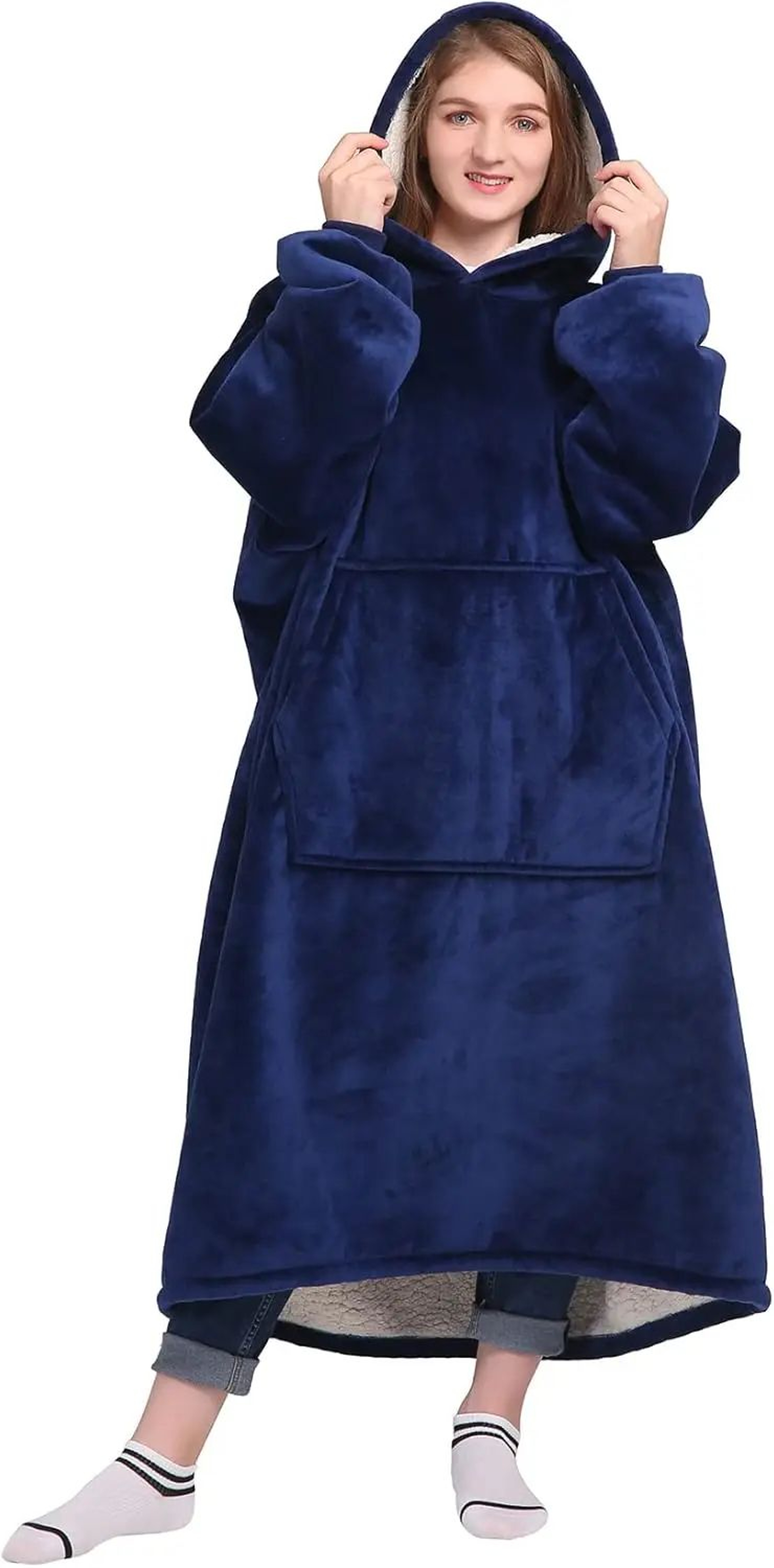 Oversized Wearable Blanket Hoodie With Sleeves And Pocket For Men And Women 11