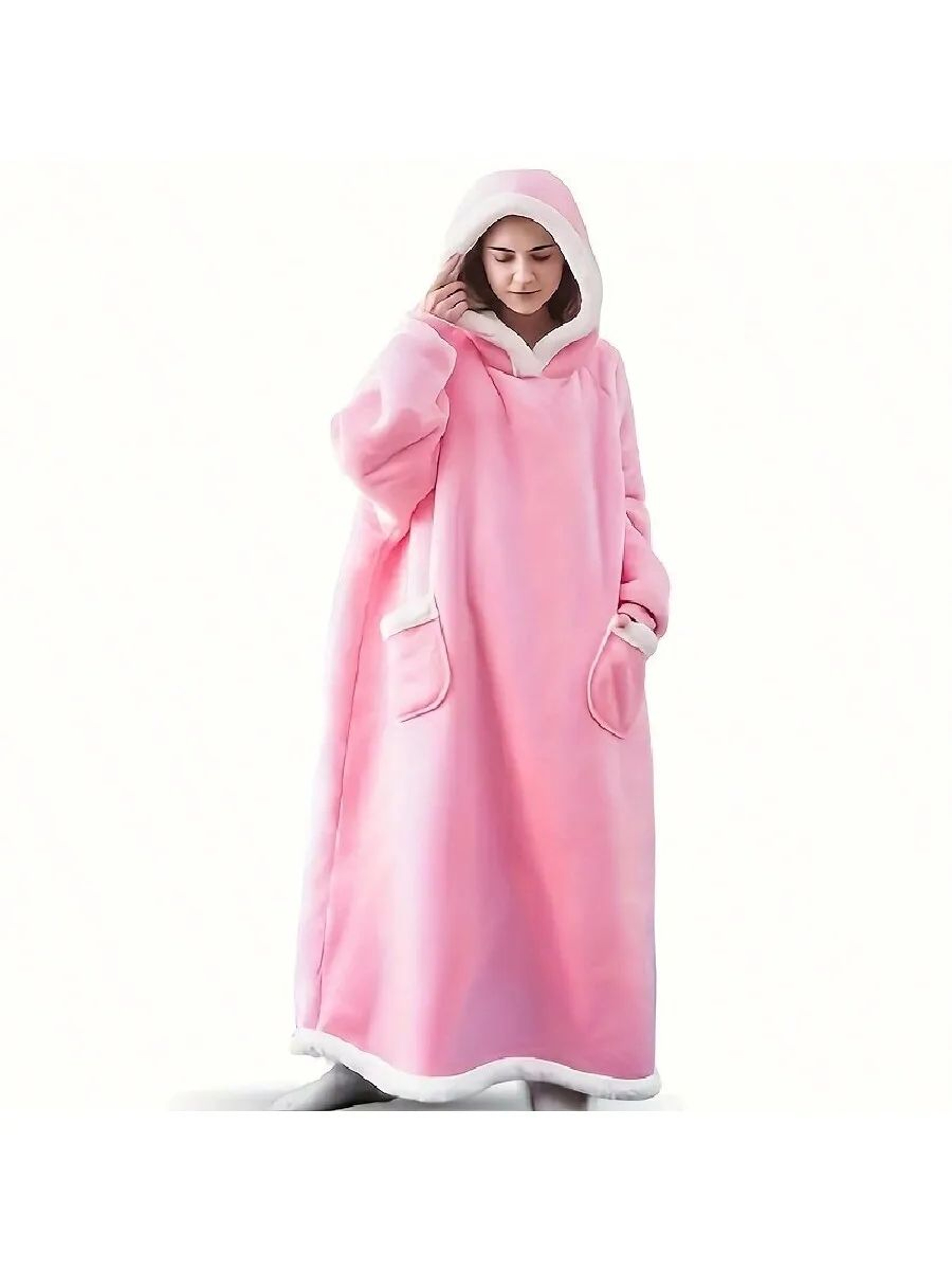 Cozy Oversized Wearable Blanket Hoodie With Sleeves And Pockets 4