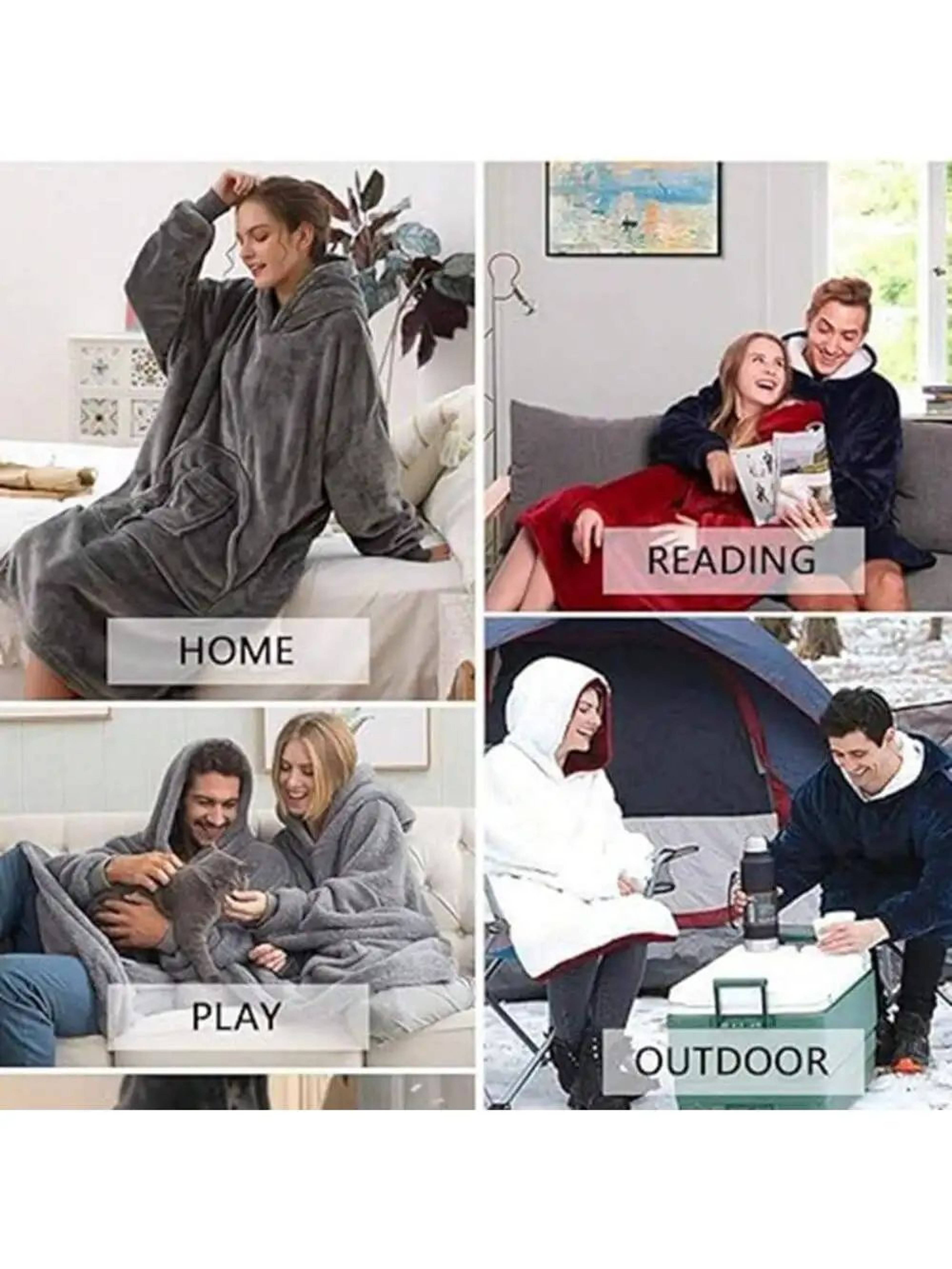 ExtraLong Flannel Wearable Blanket Hoodie With Sleeves And Pockets  57 Inch 3