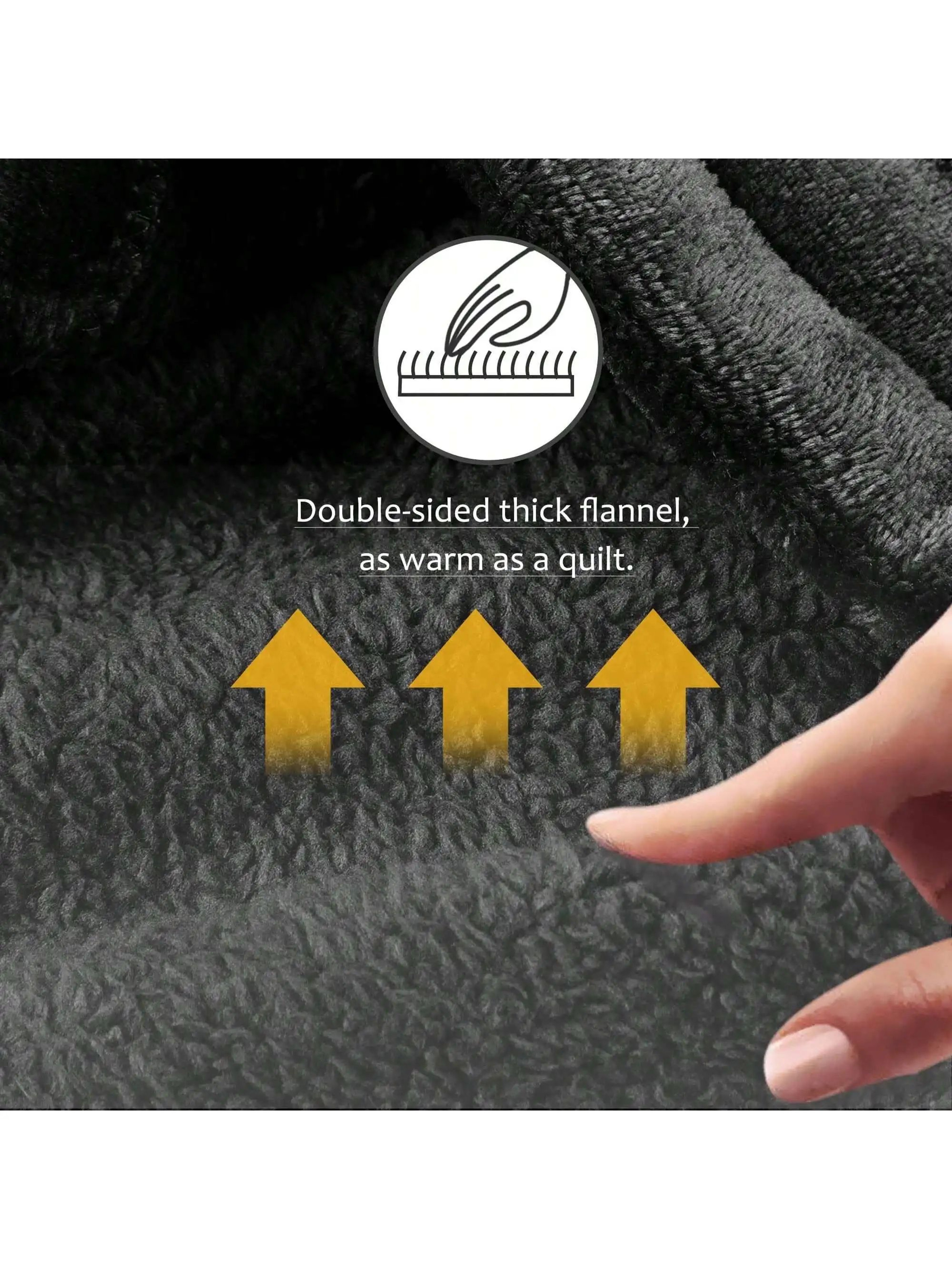 ExtraLong Flannel Wearable Blanket Hoodie With Sleeves And Pockets  57 Inch 4