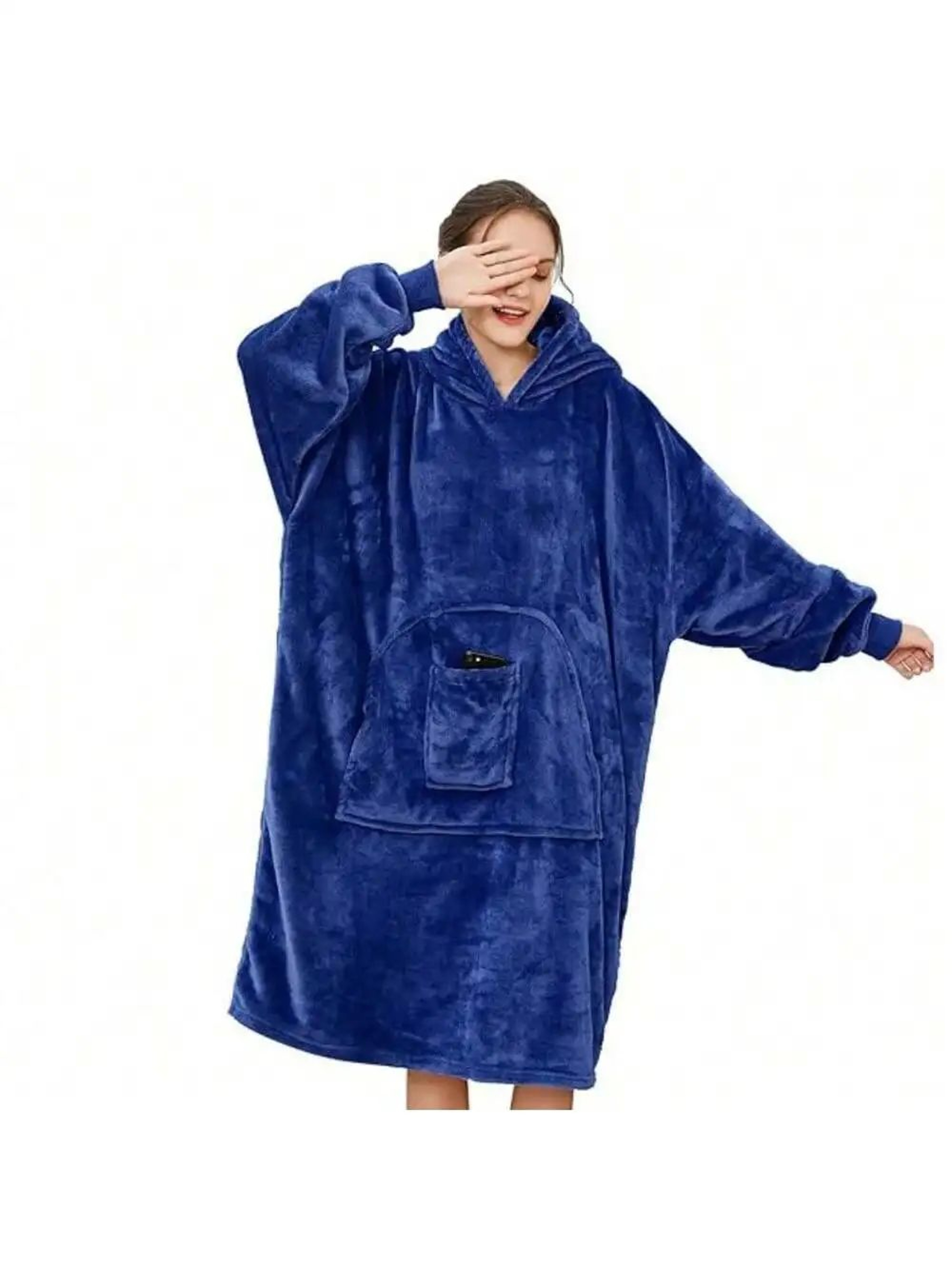 ExtraLong Flannel Wearable Blanket Hoodie With Sleeves And Pockets  57 Inch 6