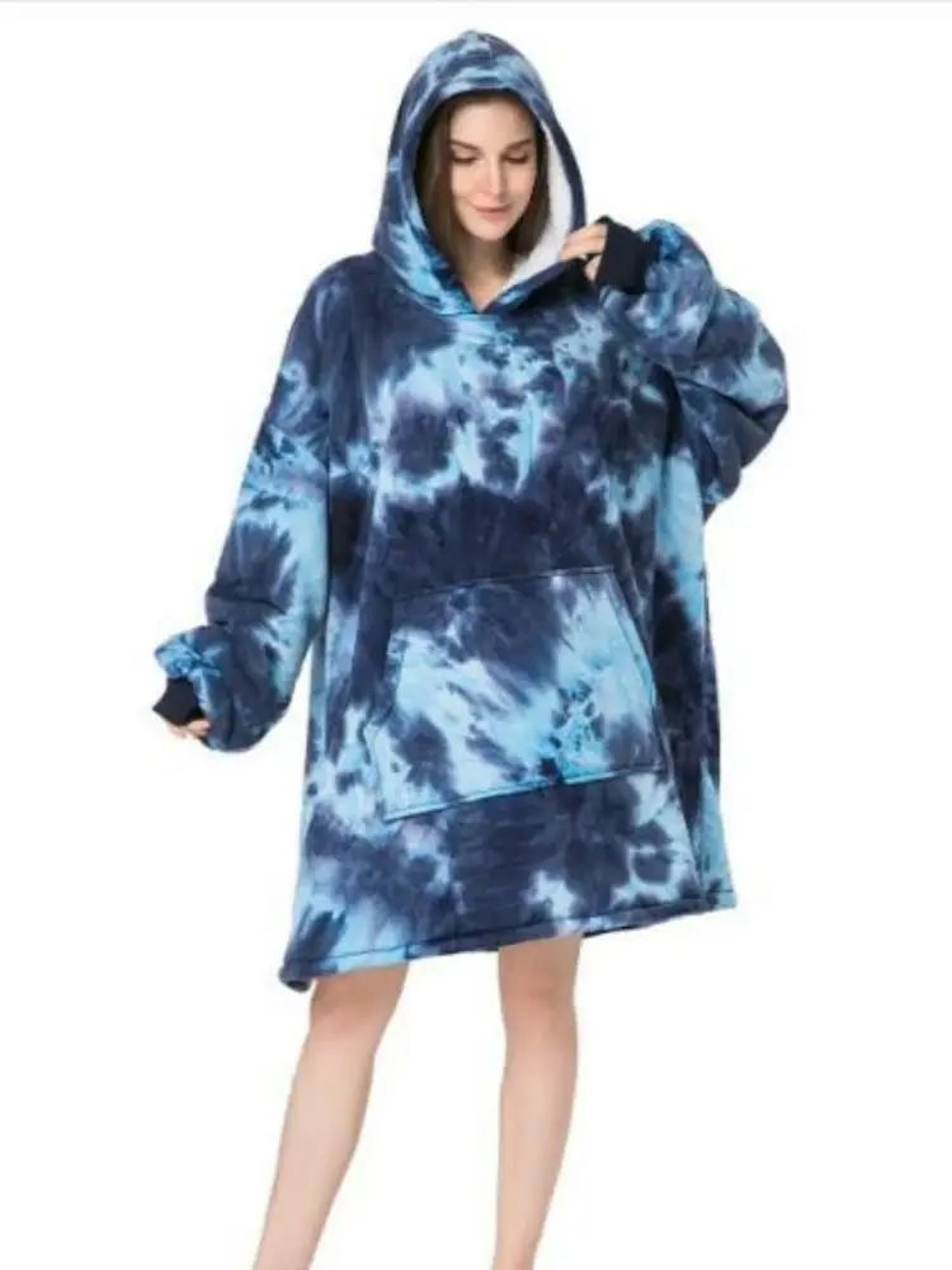 Cozy Oversized Flannel Wearable Blanket Hoodie With Large Pocket 2