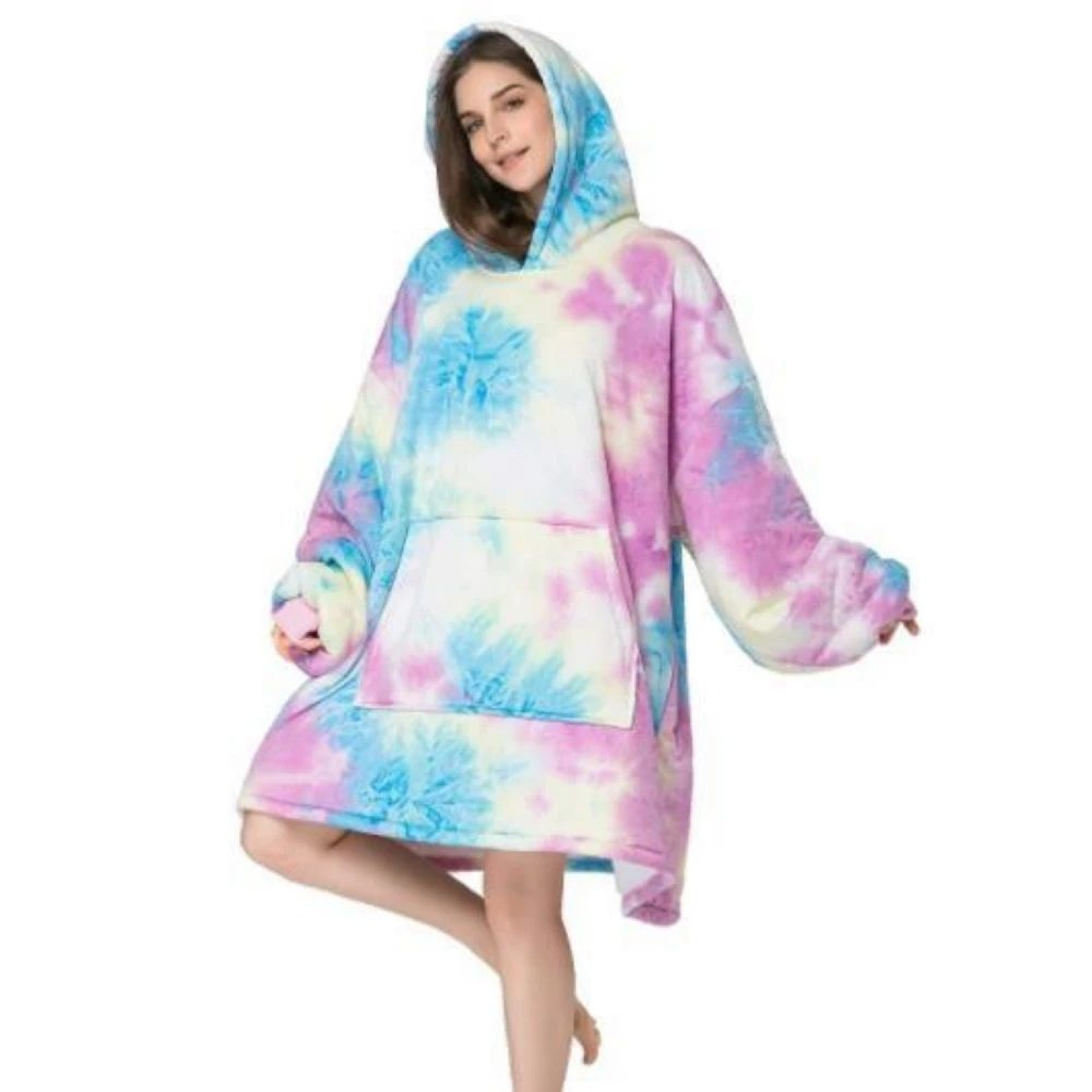 Cozy Oversized Flannel Wearable Blanket Hoodie With Large Pocket 3