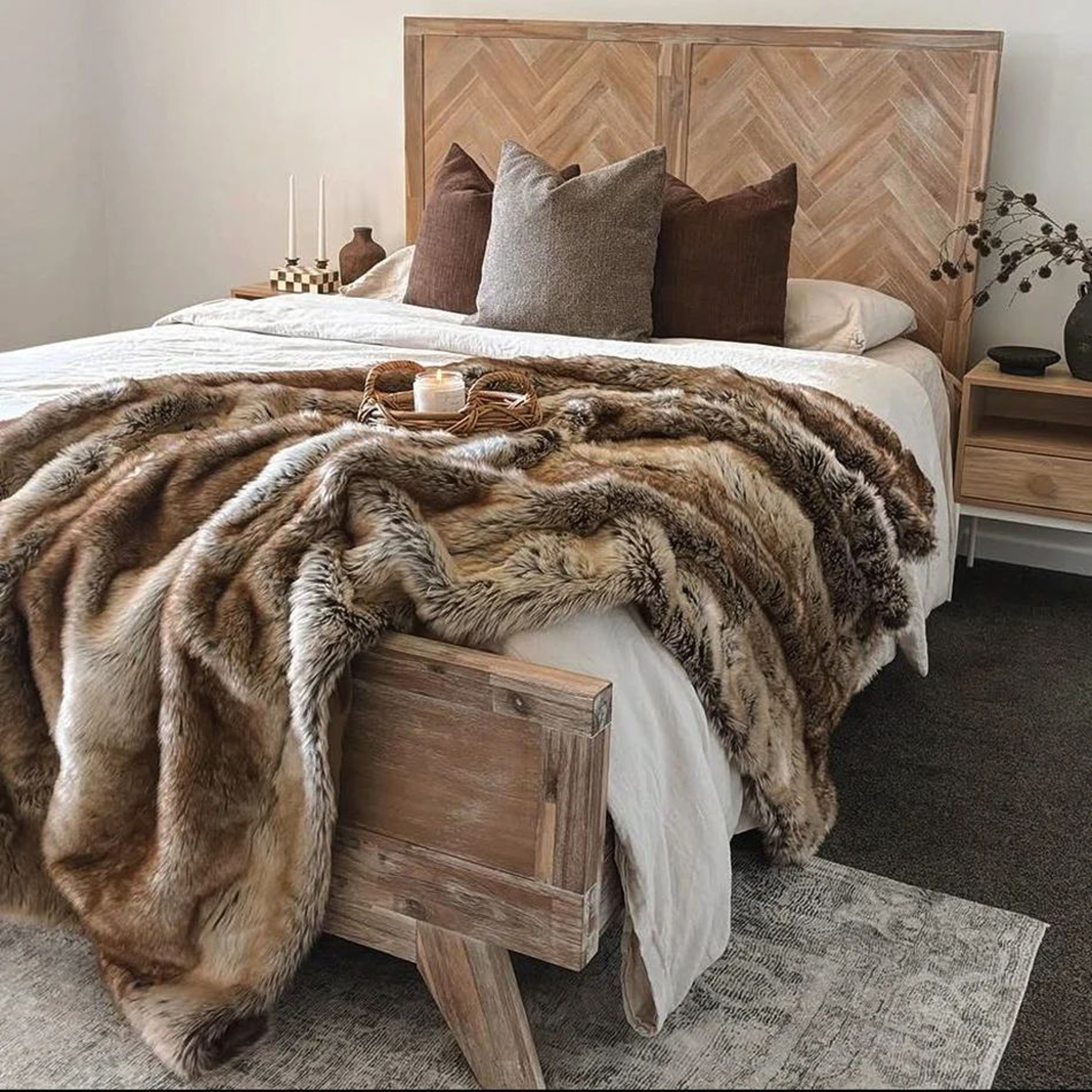 Battilo Luxury Plaid Faux Fur Throw Blanket Soft Warm Plush Sofa And Bed Blanket 5