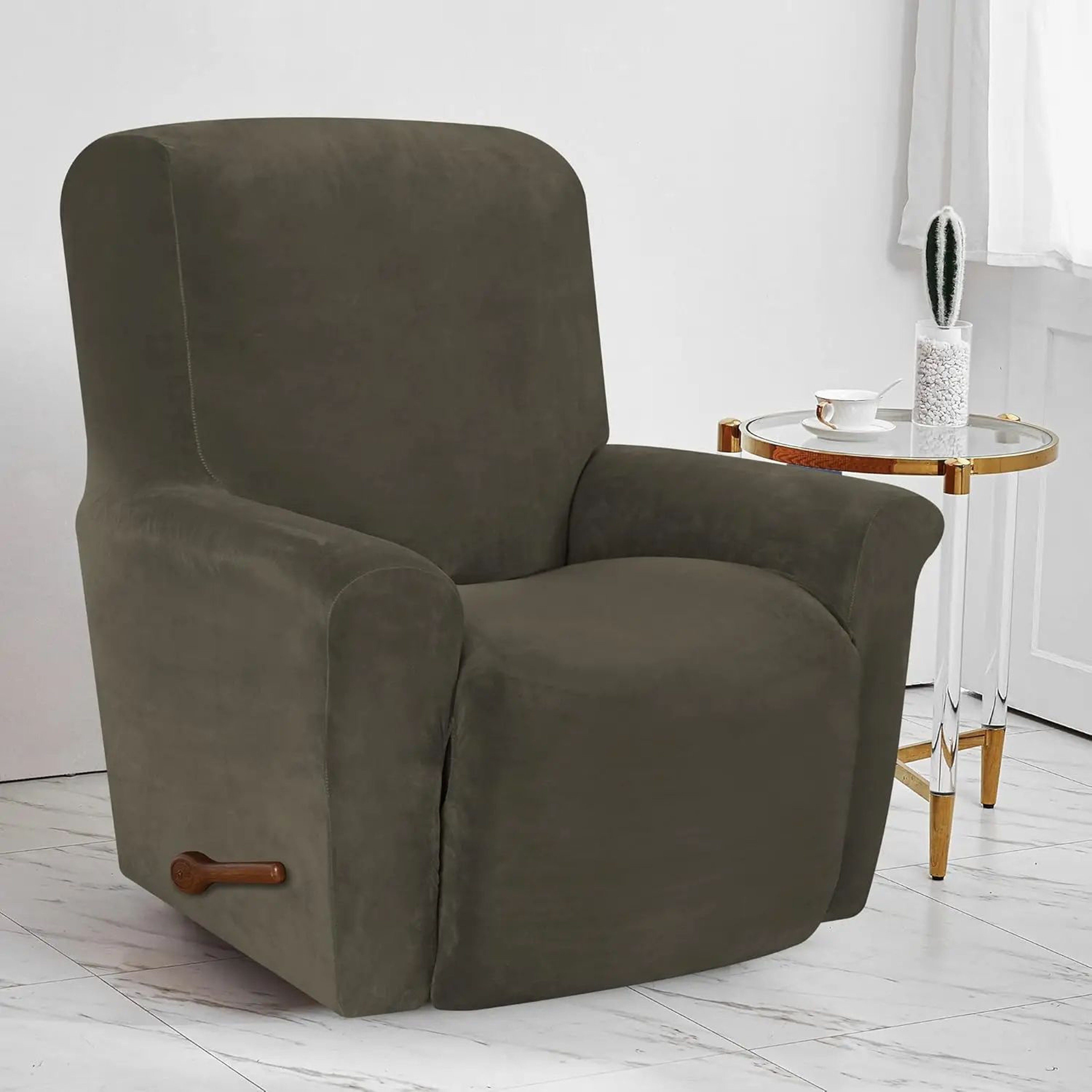 Battilo Waterproof Stretch Recliner Chair Cover With Pocket Plaid Furniture Protector 14