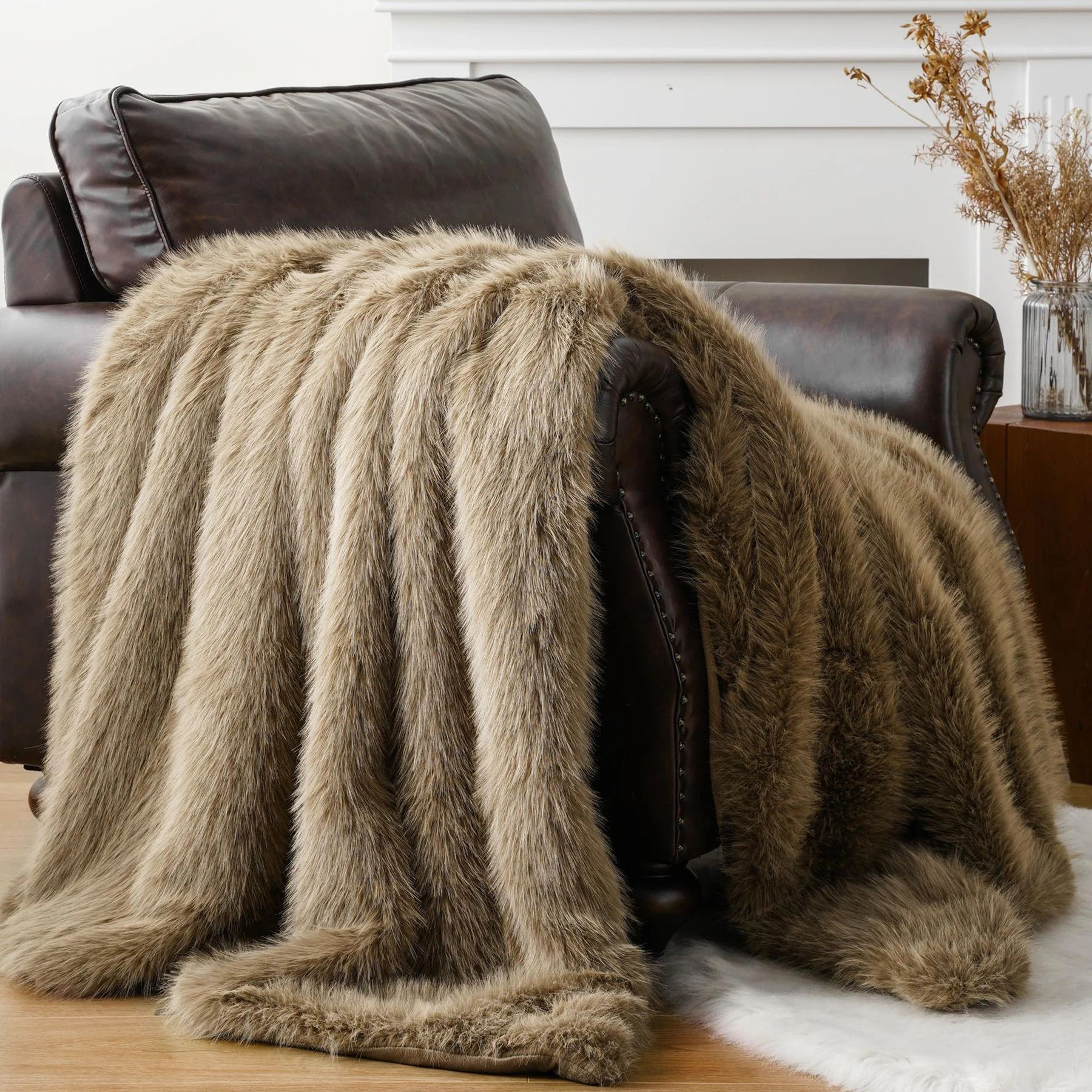 Luxury Mink Faux Fur Throw Blanket Soft Warm Plush Blanket For Bed And Sofa 7