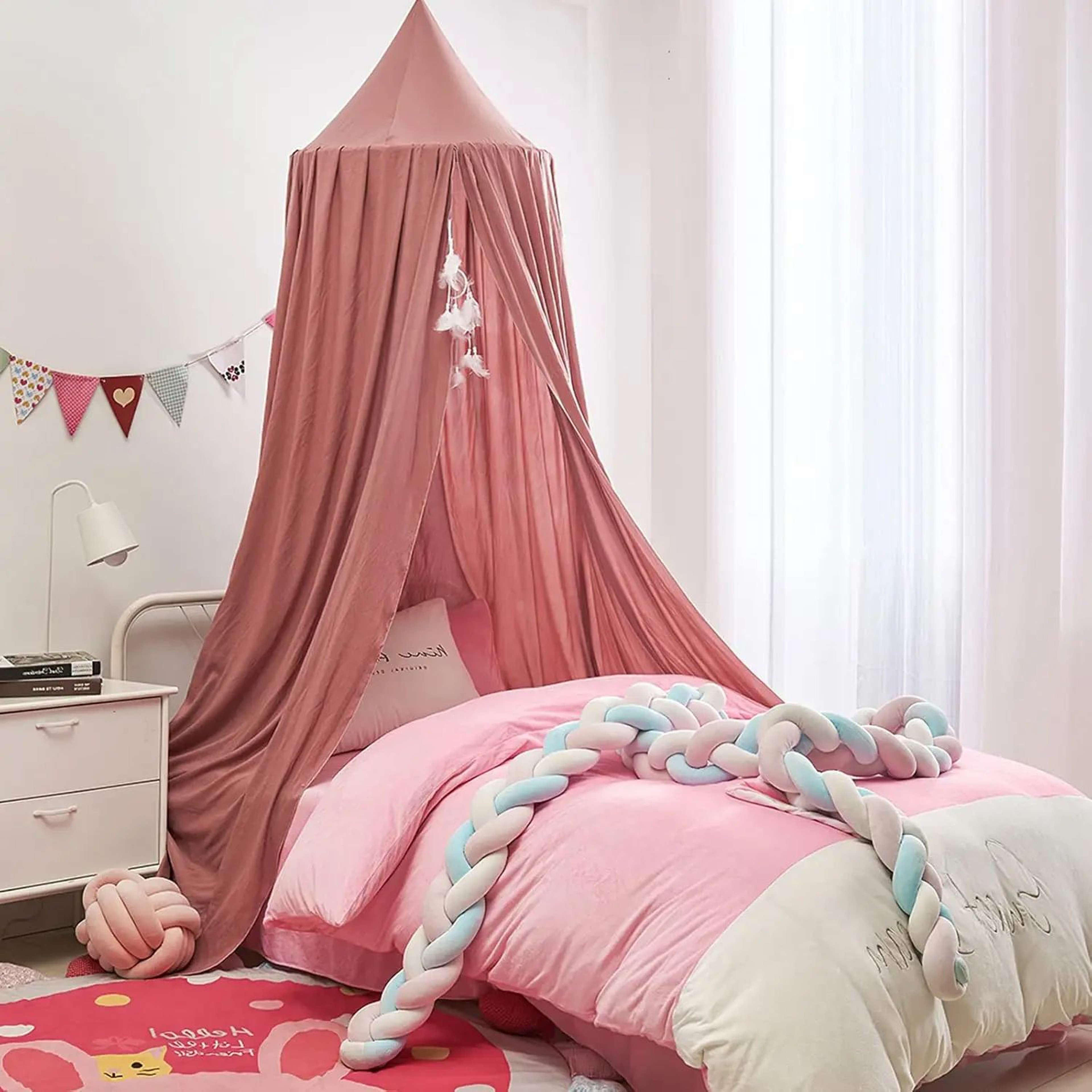 Battilo Kids Bed Canopy Mosquito Net 256 X 1063 Inch Round Hanging Play Tent 3