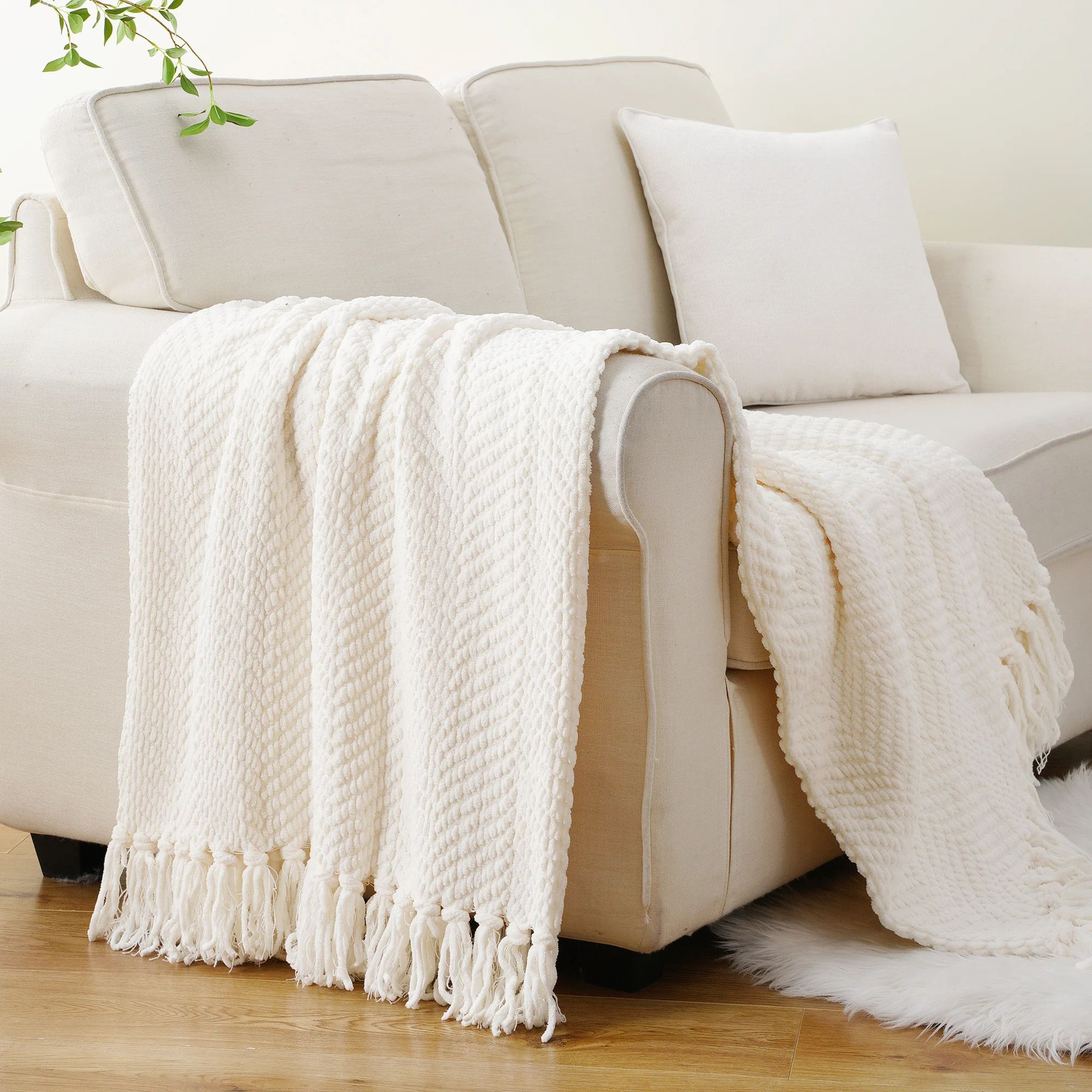 Battilo Soft Chenille Plaid Knit Throw Blanket For Couch And Bed 8