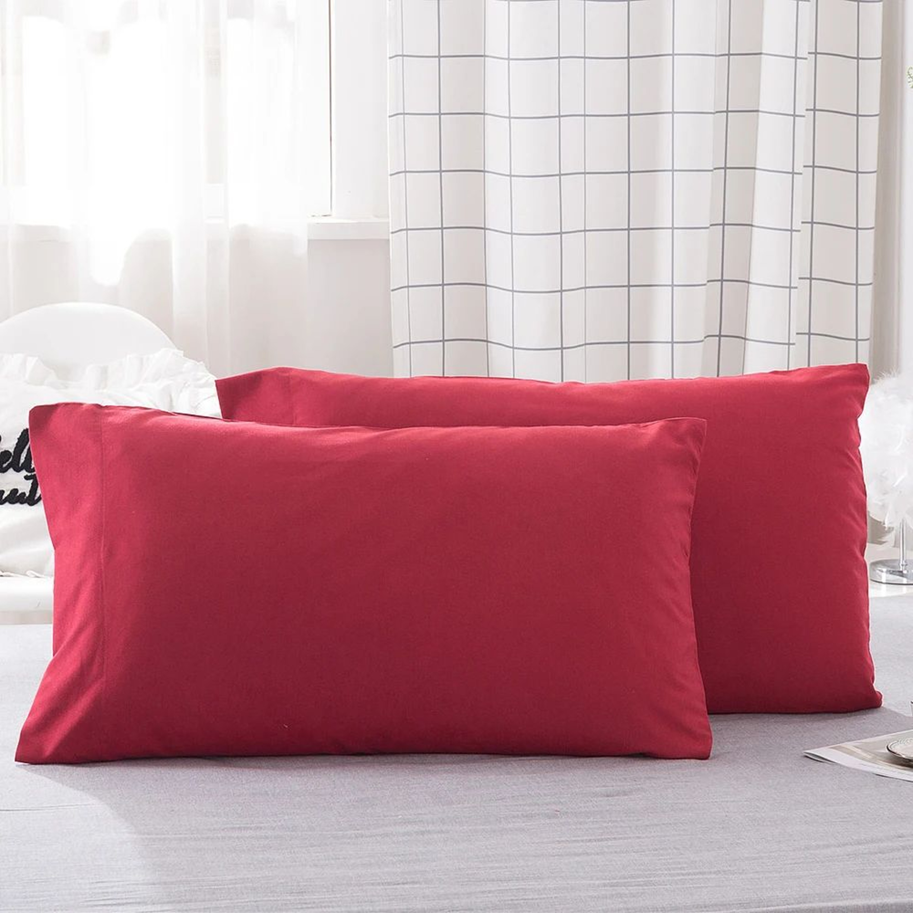 2PCS Soft Microfiber Envelope Pillowcases Queen King Size 14